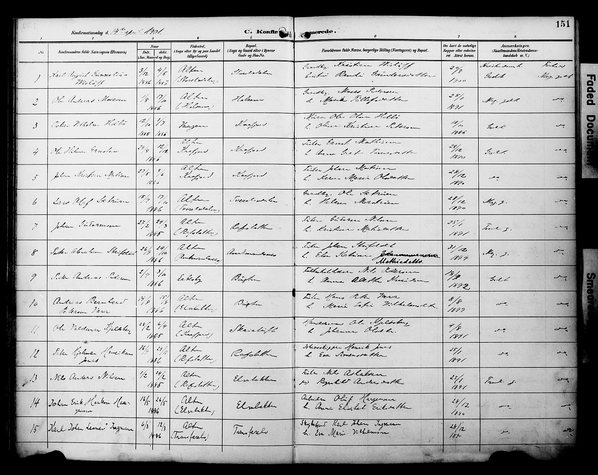 Alta sokneprestkontor, SATØ/S-1338/H/Ha/L0003.kirke: Parish register (official) no. 3, 1892-1904, p. 151