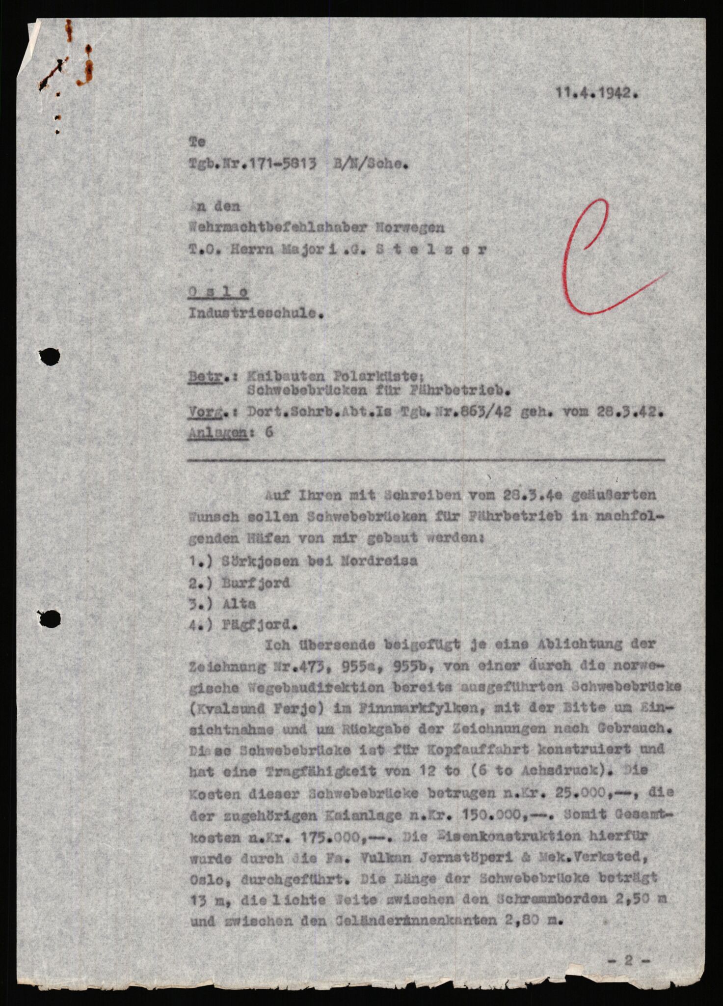 Tyske arkiver, Organisation Todt (OT), Einsatzgruppe Wiking, AV/RA-RAFA-2188/1/E/E2/E2d/L0023: Fähren und Anlegen, 1942-1944, p. 156