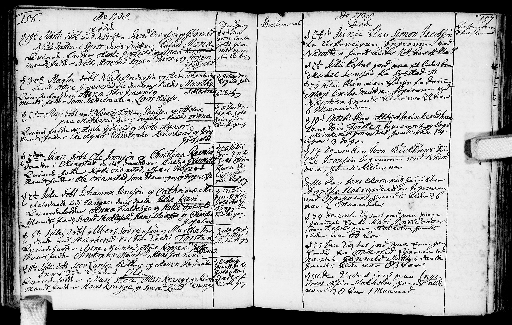 Nesodden prestekontor Kirkebøker, AV/SAO-A-10013/F/Fa/L0001: Parish register (official) no. I 1, 1709-1750, p. 156-157