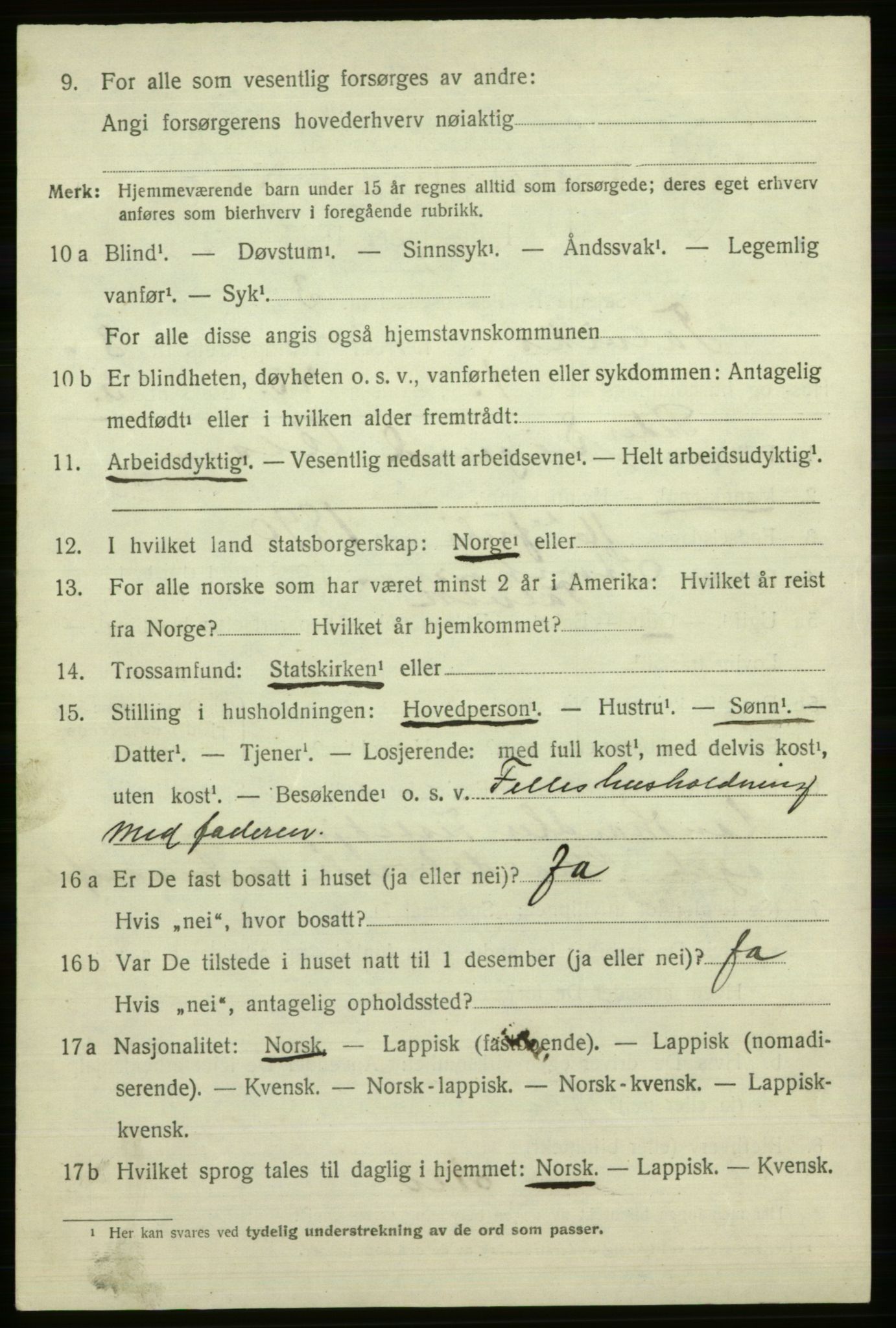 SATØ, 1920 census for Talvik, 1920, p. 5539