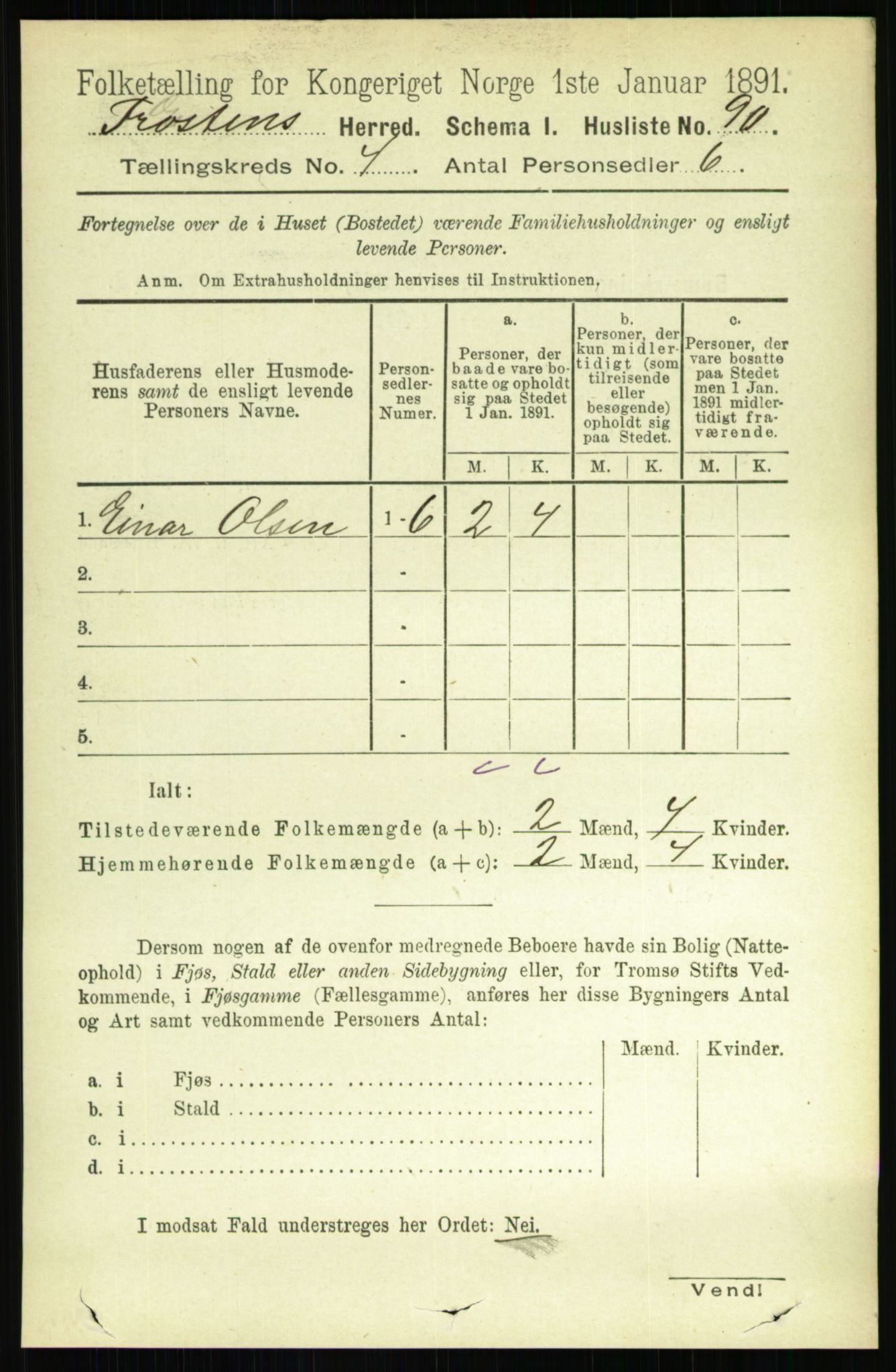 RA, 1891 census for 1717 Frosta, 1891, p. 2631