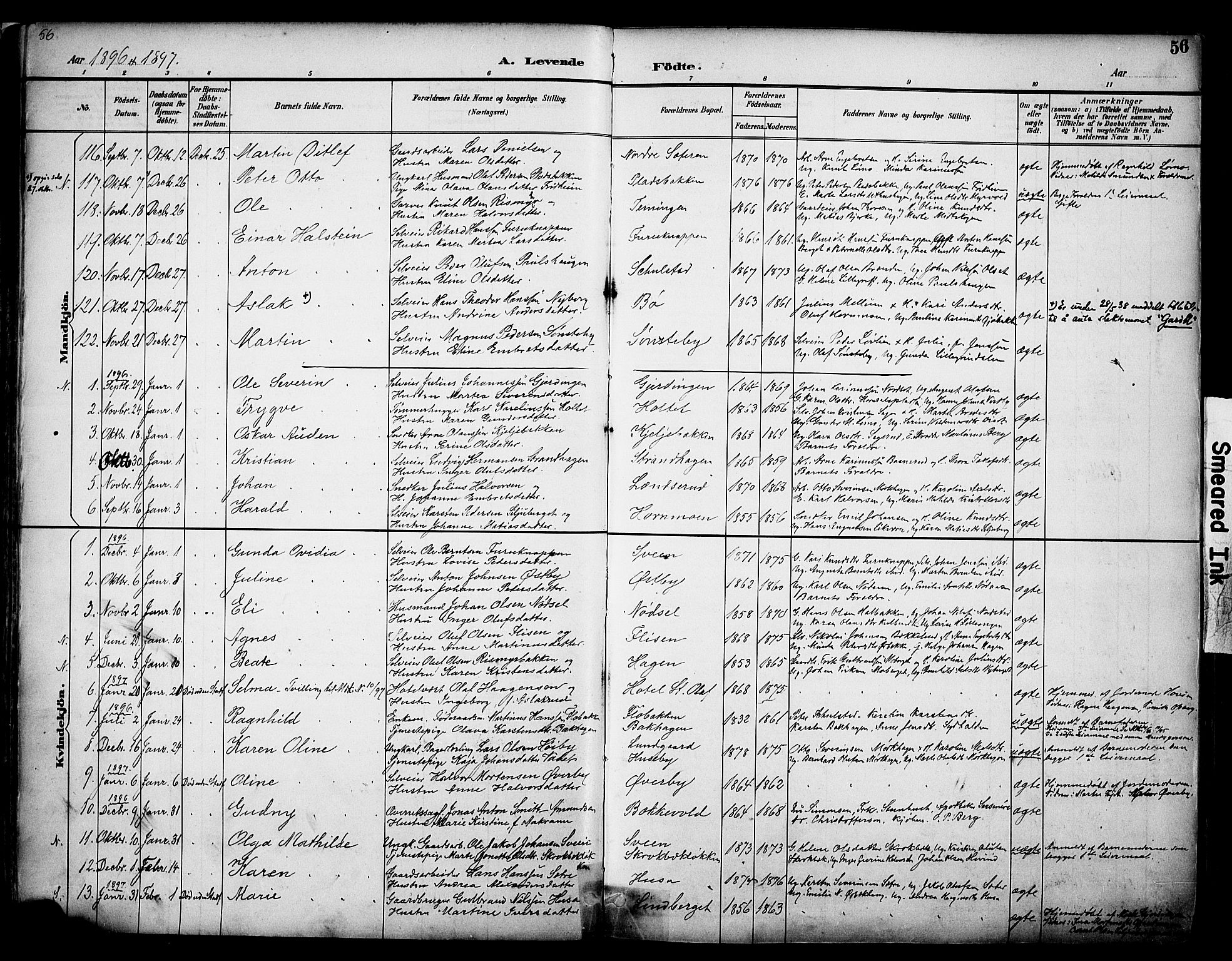 Elverum prestekontor, AV/SAH-PREST-044/H/Ha/Haa/L0014: Parish register (official) no. 14, 1891-1909, p. 56