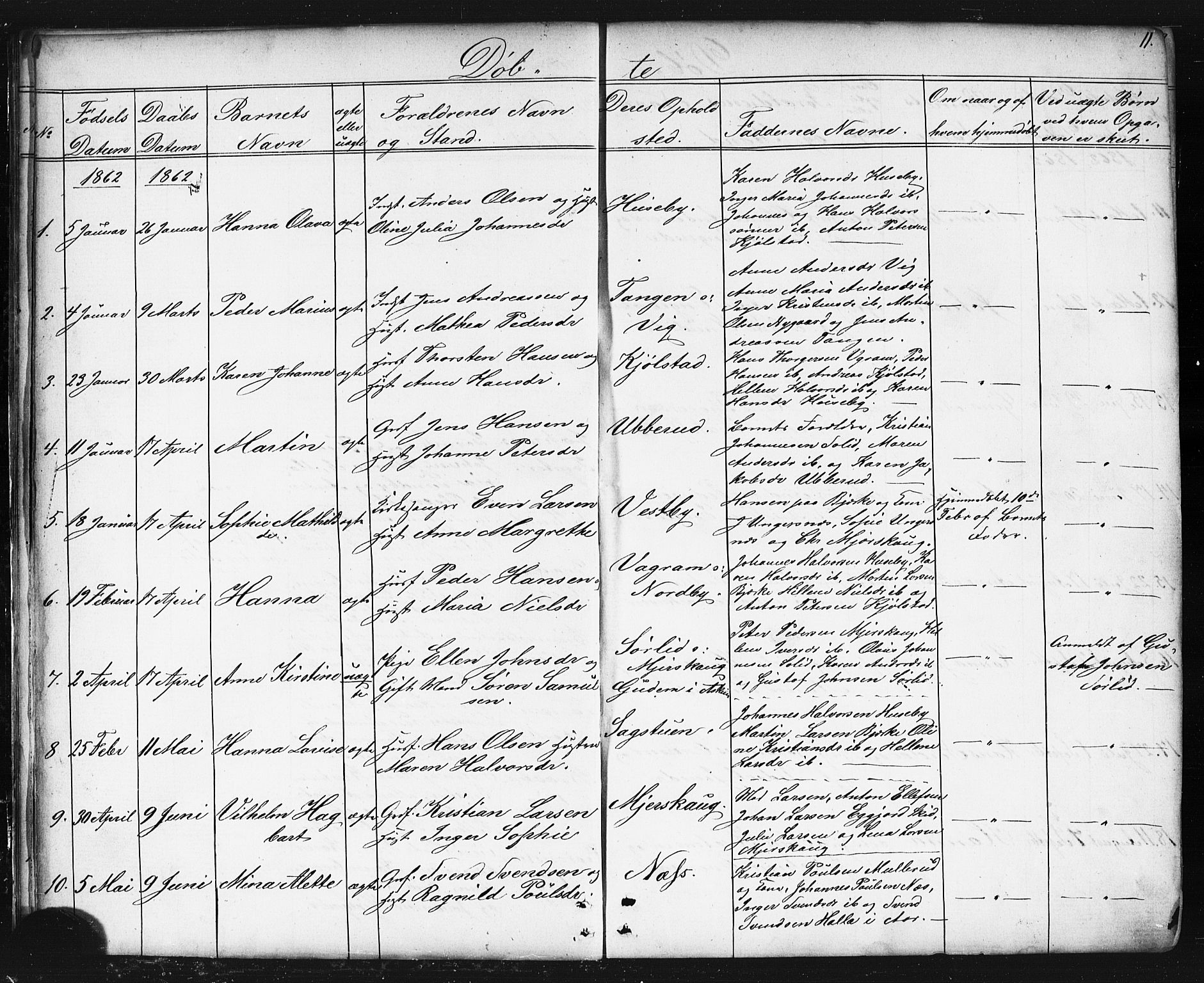 Enebakk prestekontor Kirkebøker, AV/SAO-A-10171c/G/Gb/L0001: Parish register (copy) no. II 1, 1859-1890, p. 11