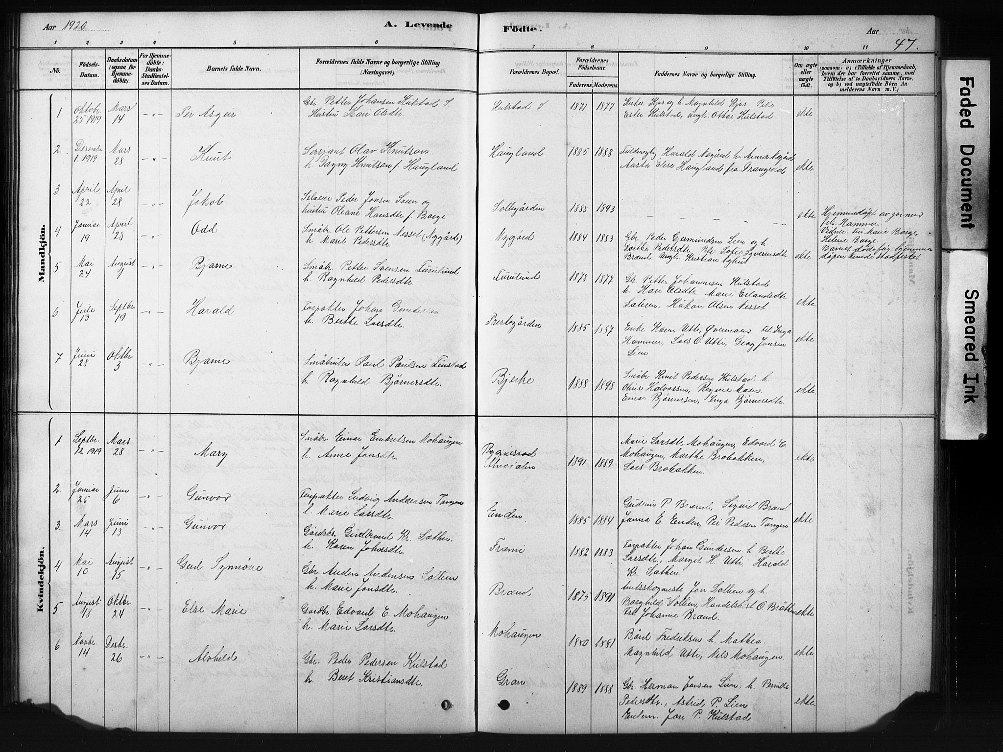 Sollia prestekontor, AV/SAH-PREST-050/H/Ha/Hab/L0002: Parish register (copy) no. 2, 1880-1933, p. 47