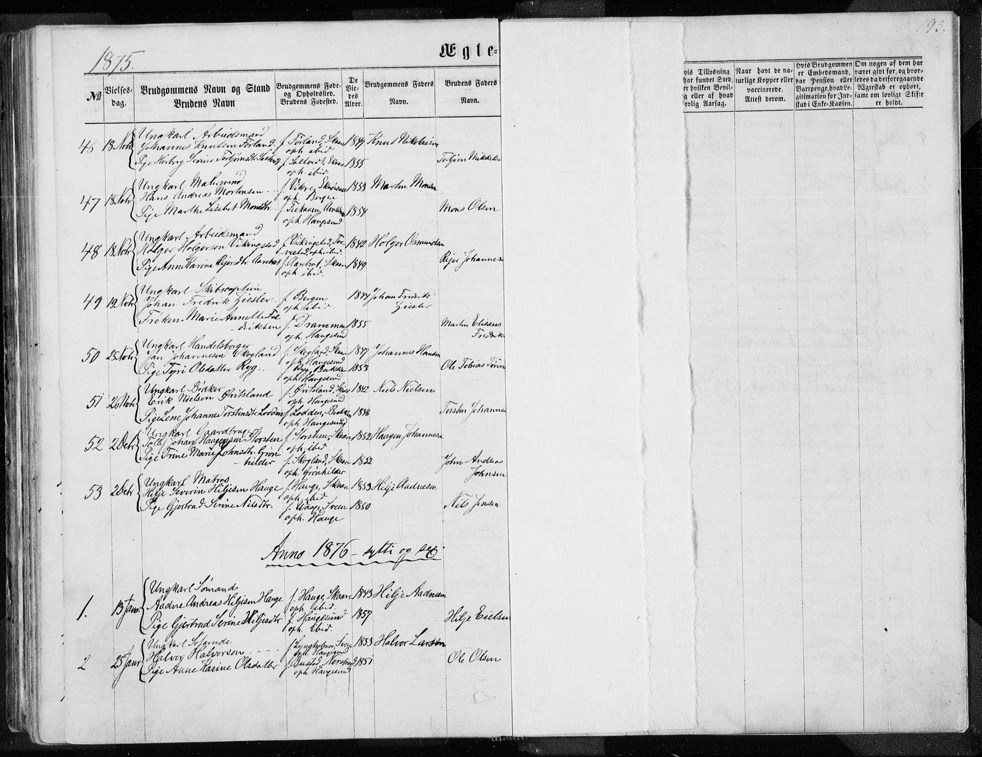 Torvastad sokneprestkontor, AV/SAST-A -101857/H/Ha/Haa/L0012: Parish register (official) no. A 12.1, 1867-1877, p. 193