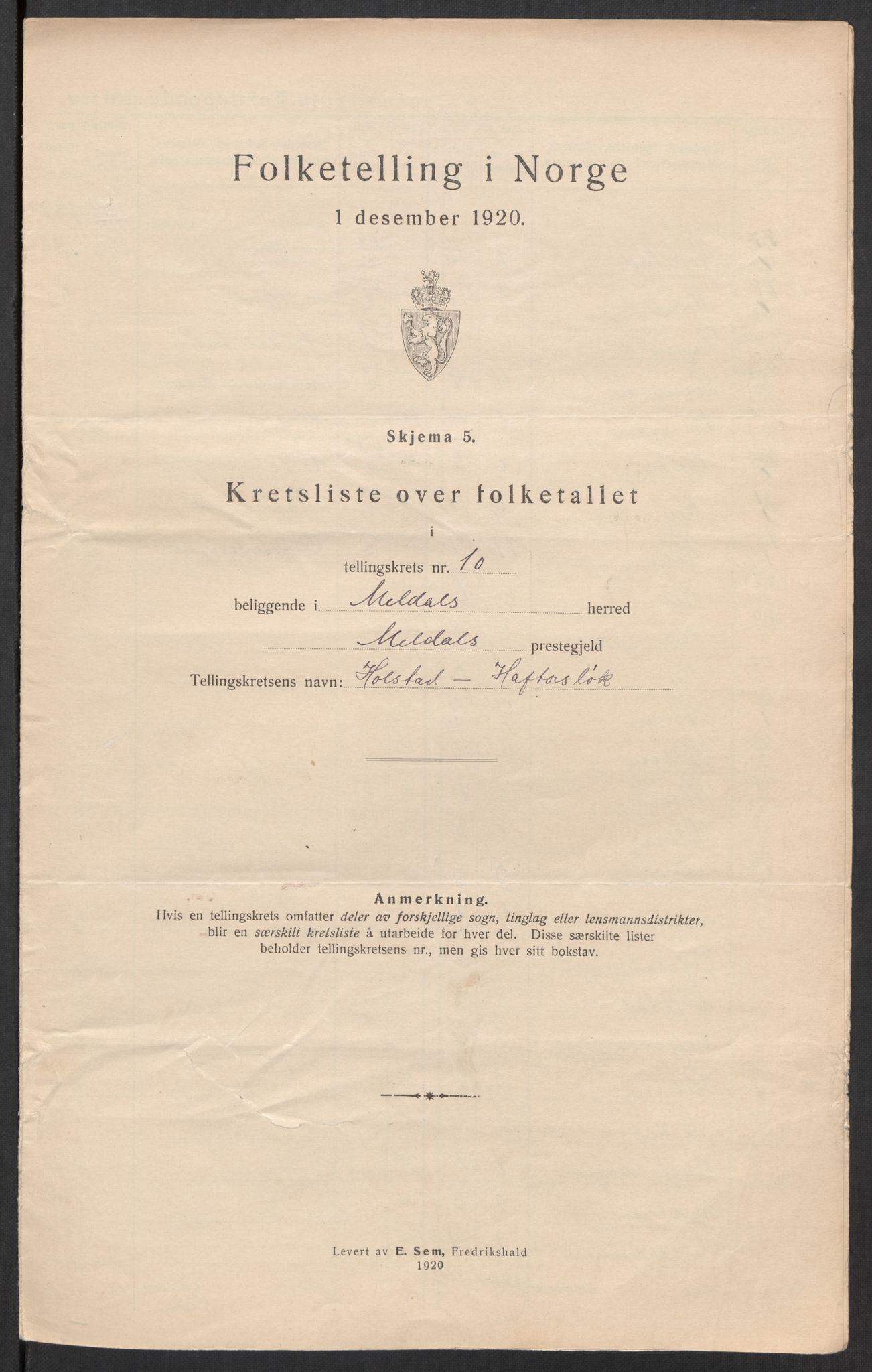 SAT, 1920 census for Meldal, 1920, p. 37