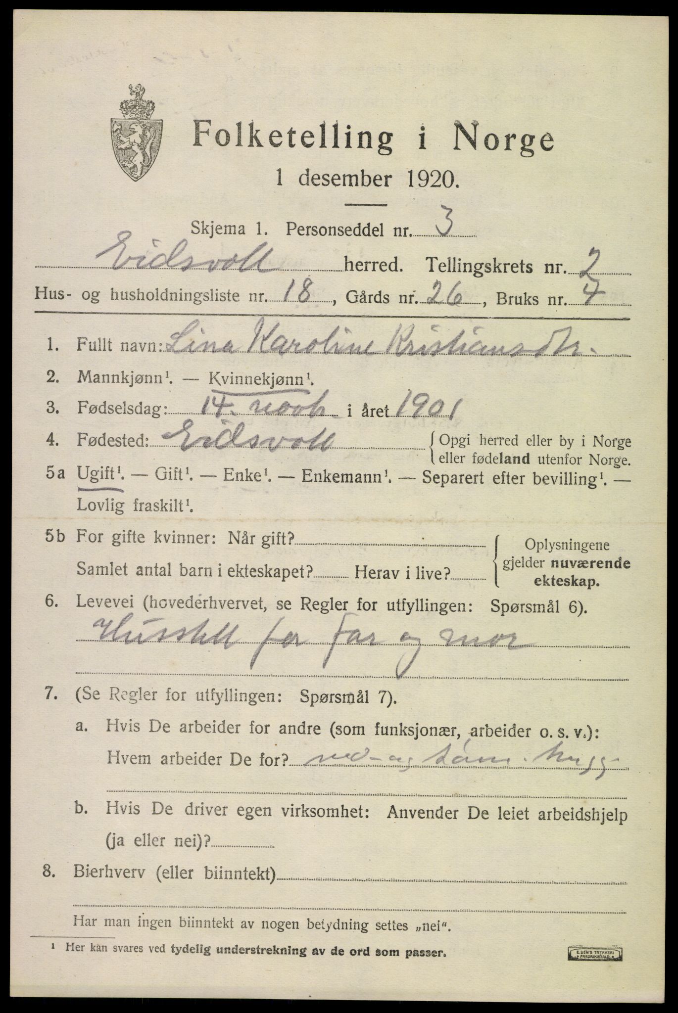 SAO, 1920 census for Eidsvoll, 1920, p. 6803