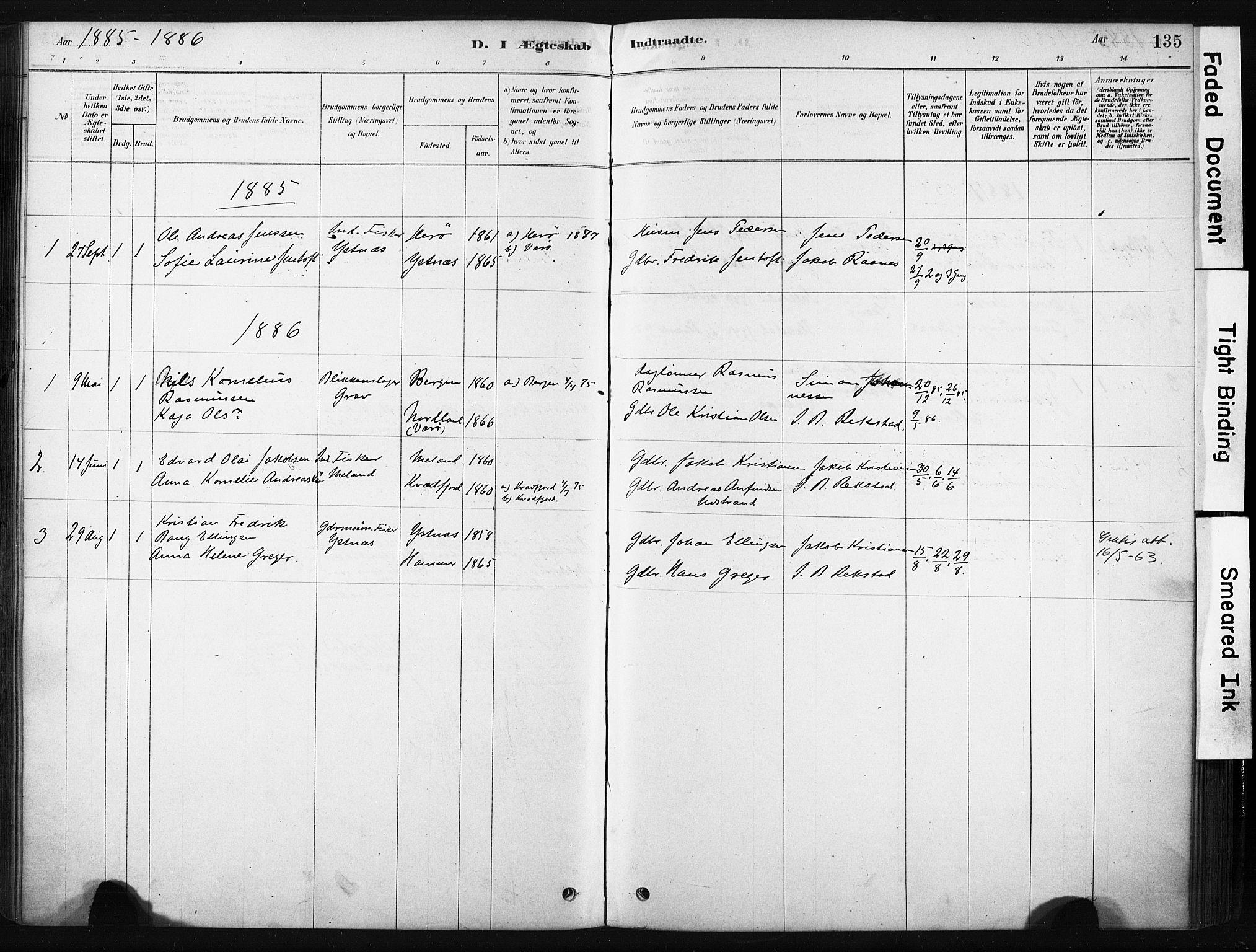 Ministerialprotokoller, klokkerbøker og fødselsregistre - Nordland, AV/SAT-A-1459/808/L0128: Parish register (official) no. 808A01, 1880-1902, p. 135