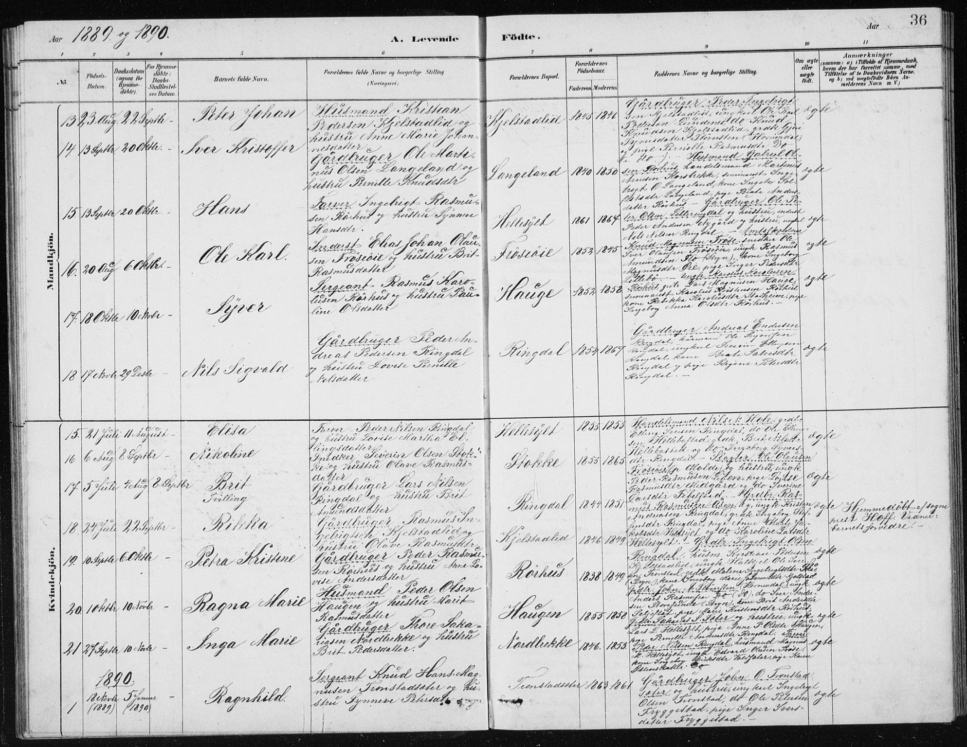 Ministerialprotokoller, klokkerbøker og fødselsregistre - Møre og Romsdal, SAT/A-1454/517/L0230: Parish register (copy) no. 517C03, 1879-1912, p. 36