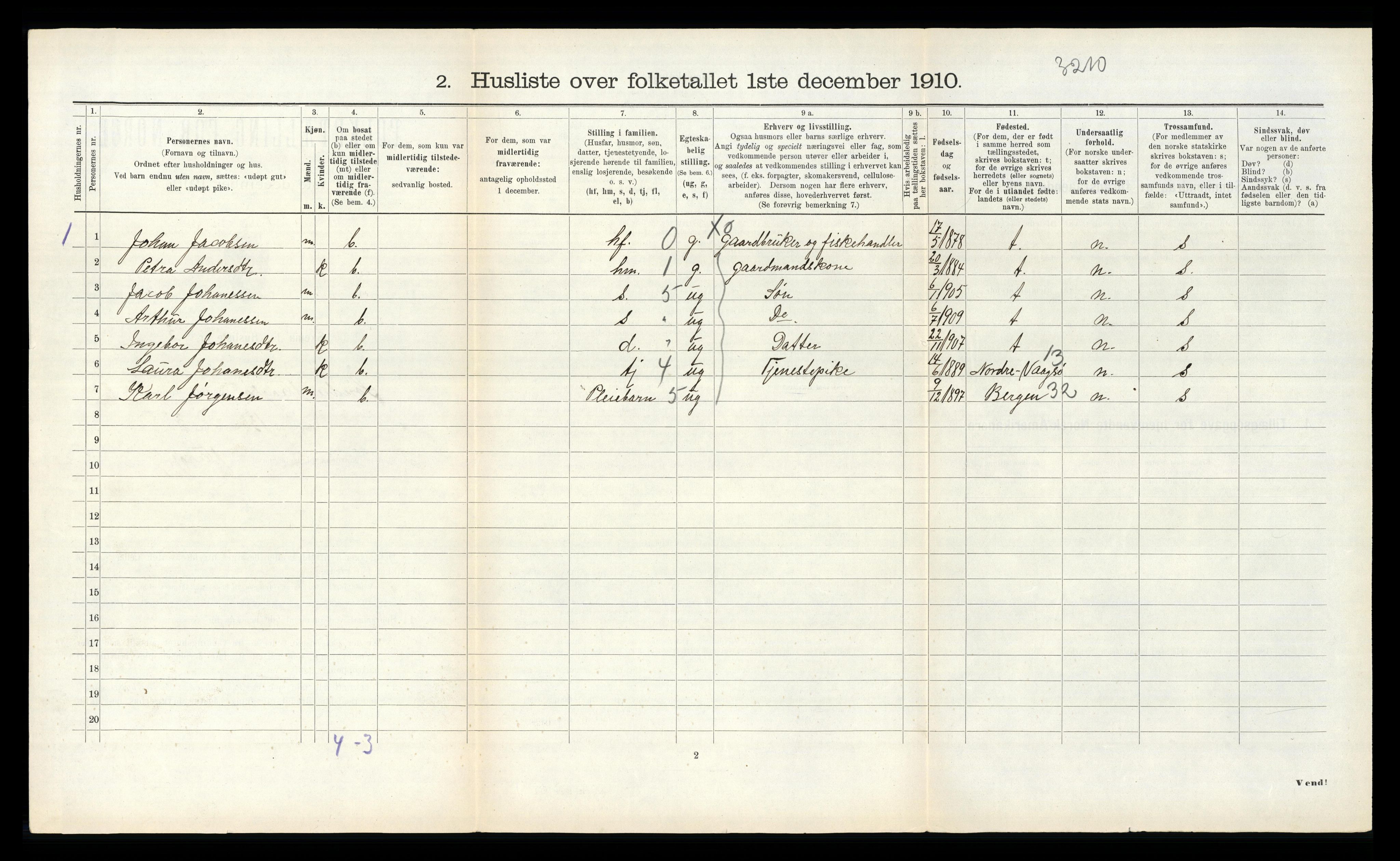 RA, 1910 census for Sør-Vågsøy, 1910, p. 315