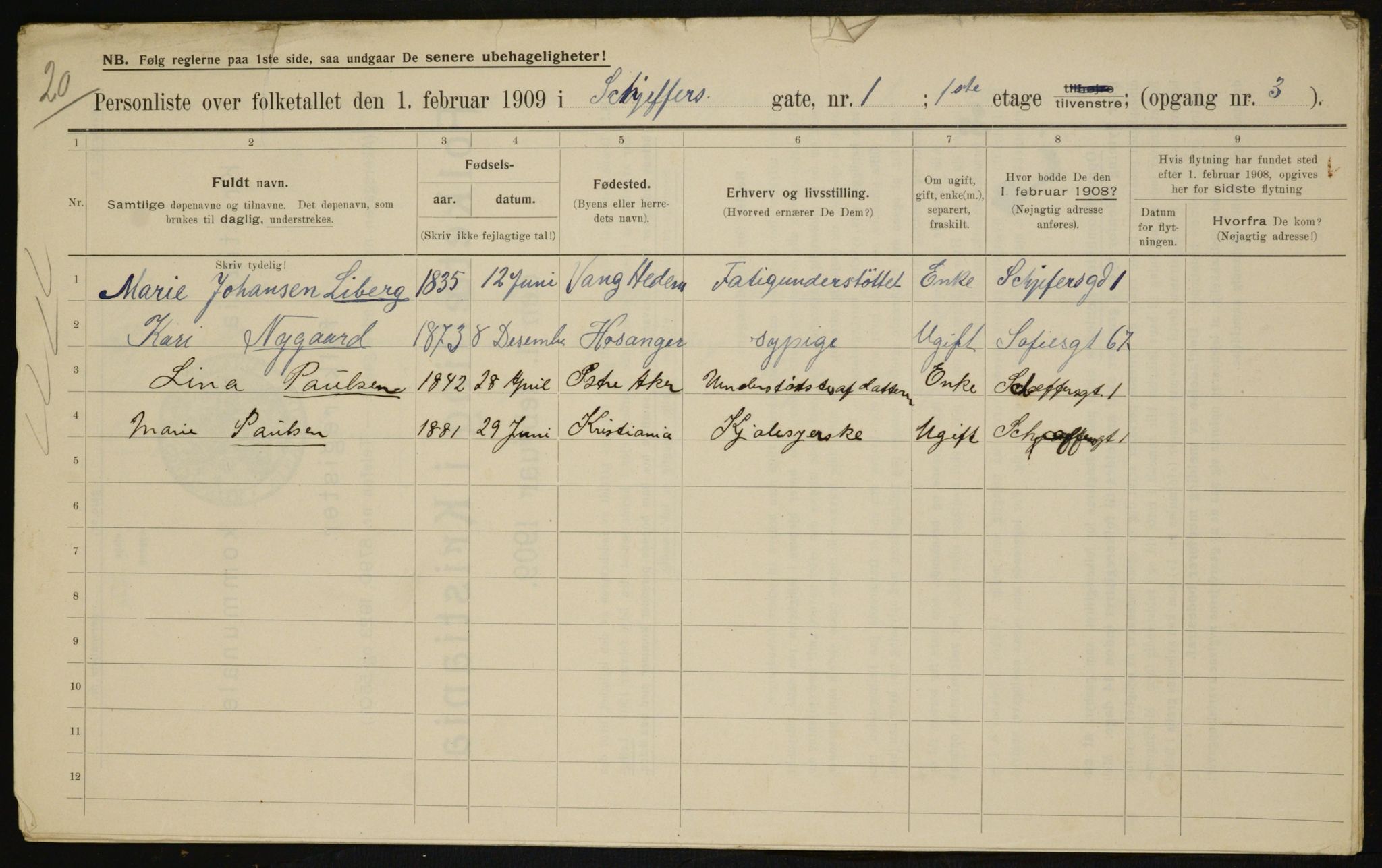 OBA, Municipal Census 1909 for Kristiania, 1909, p. 84371