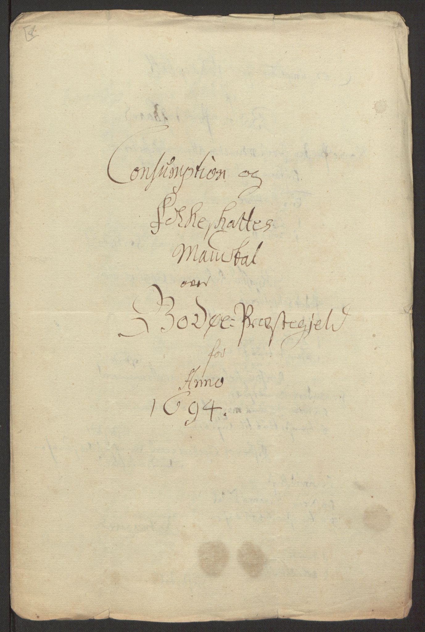 Rentekammeret inntil 1814, Reviderte regnskaper, Fogderegnskap, AV/RA-EA-4092/R66/L4578: Fogderegnskap Salten, 1694-1696, p. 69