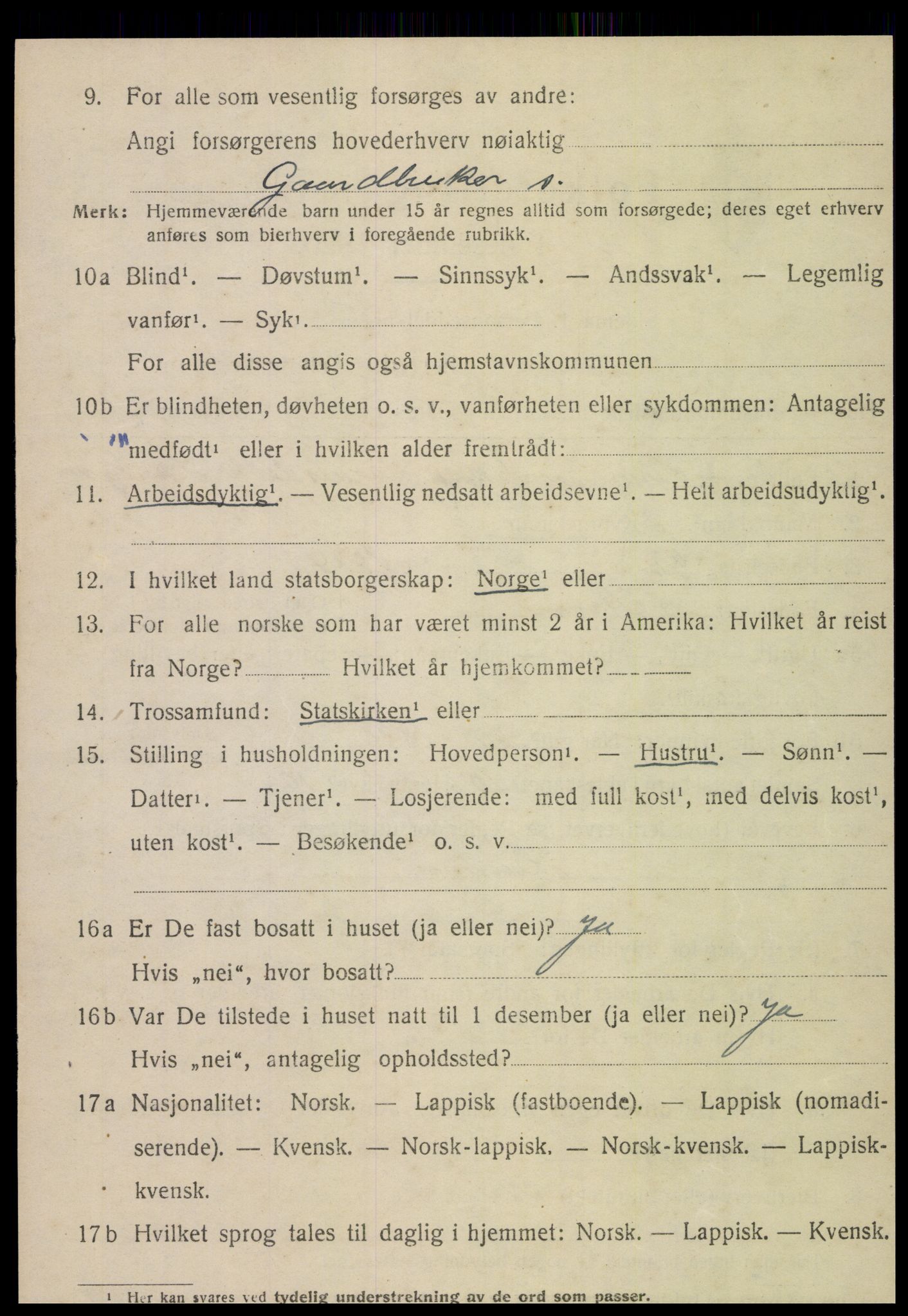 SAT, 1920 census for Snåsa, 1920, p. 5009