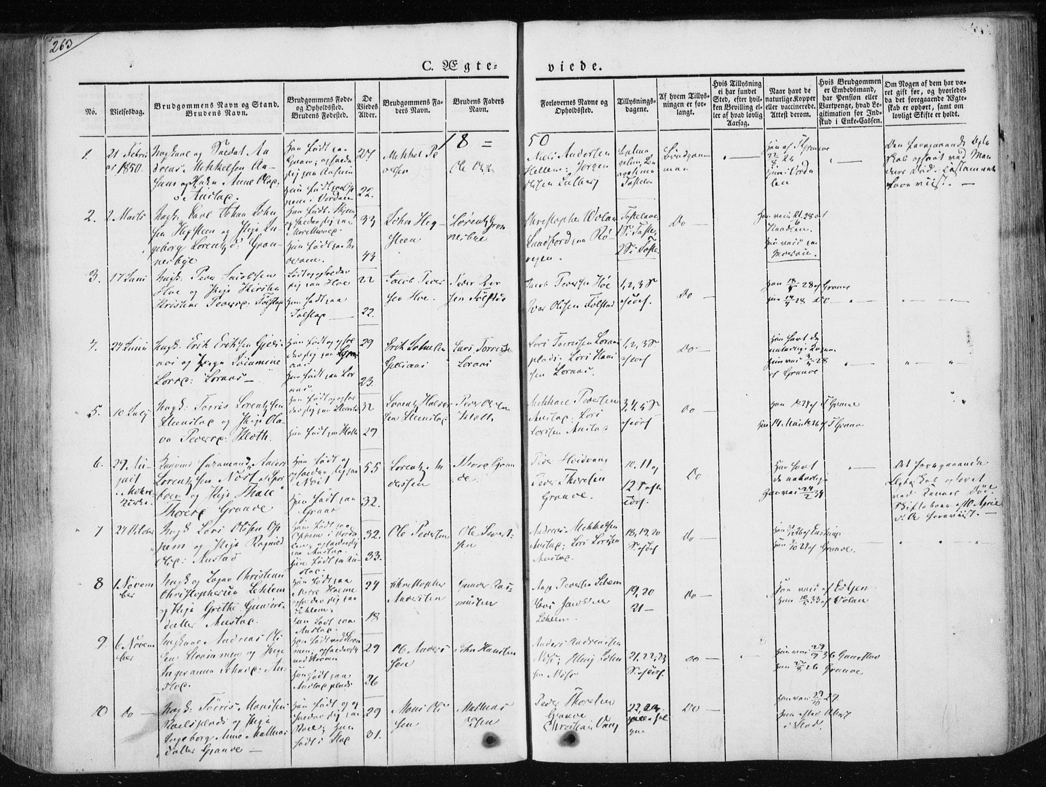 Ministerialprotokoller, klokkerbøker og fødselsregistre - Nord-Trøndelag, SAT/A-1458/730/L0280: Parish register (official) no. 730A07 /2, 1840-1854, p. 263