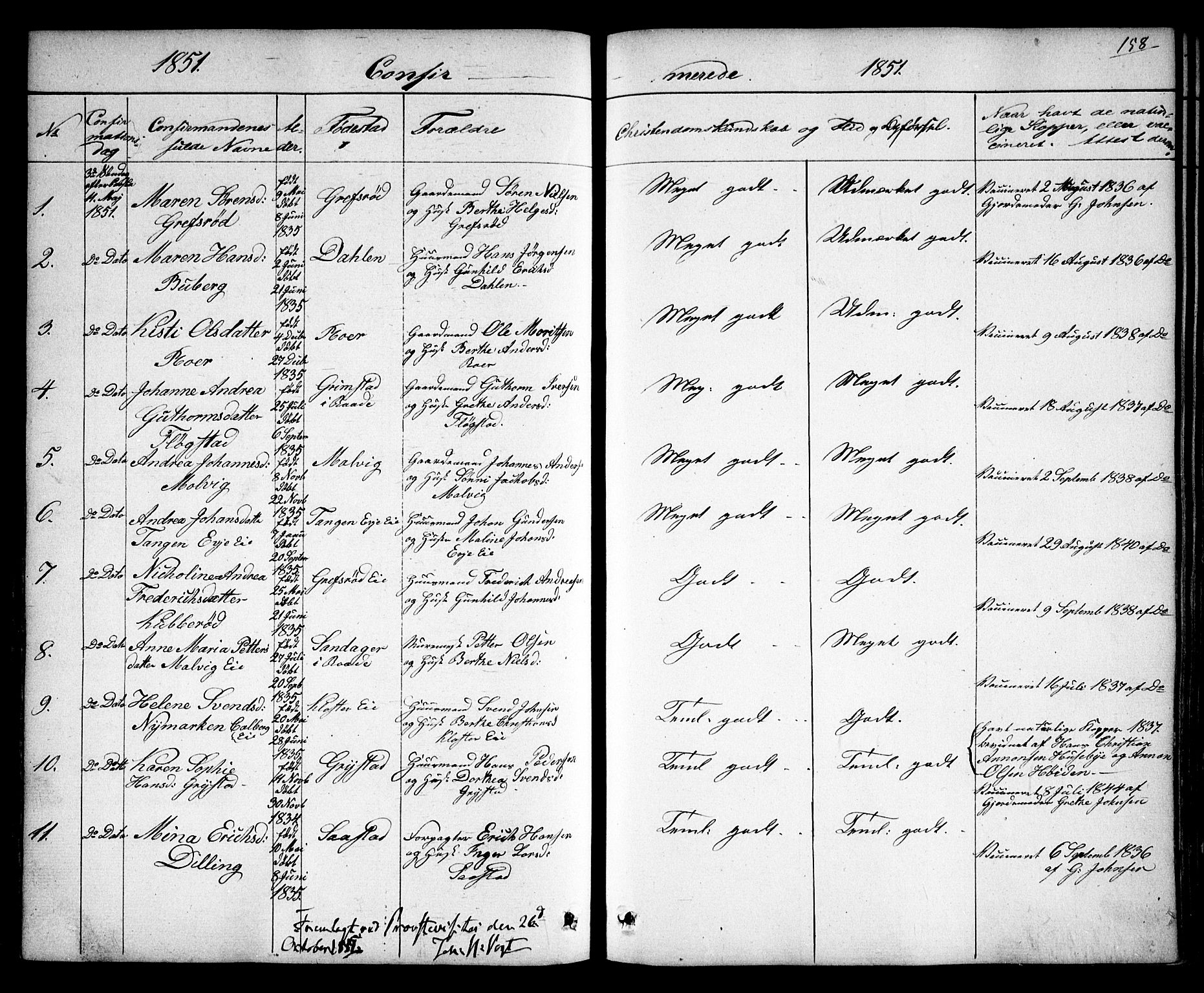 Rygge prestekontor Kirkebøker, AV/SAO-A-10084b/F/Fa/L0004: Parish register (official) no. 4, 1836-1851, p. 158