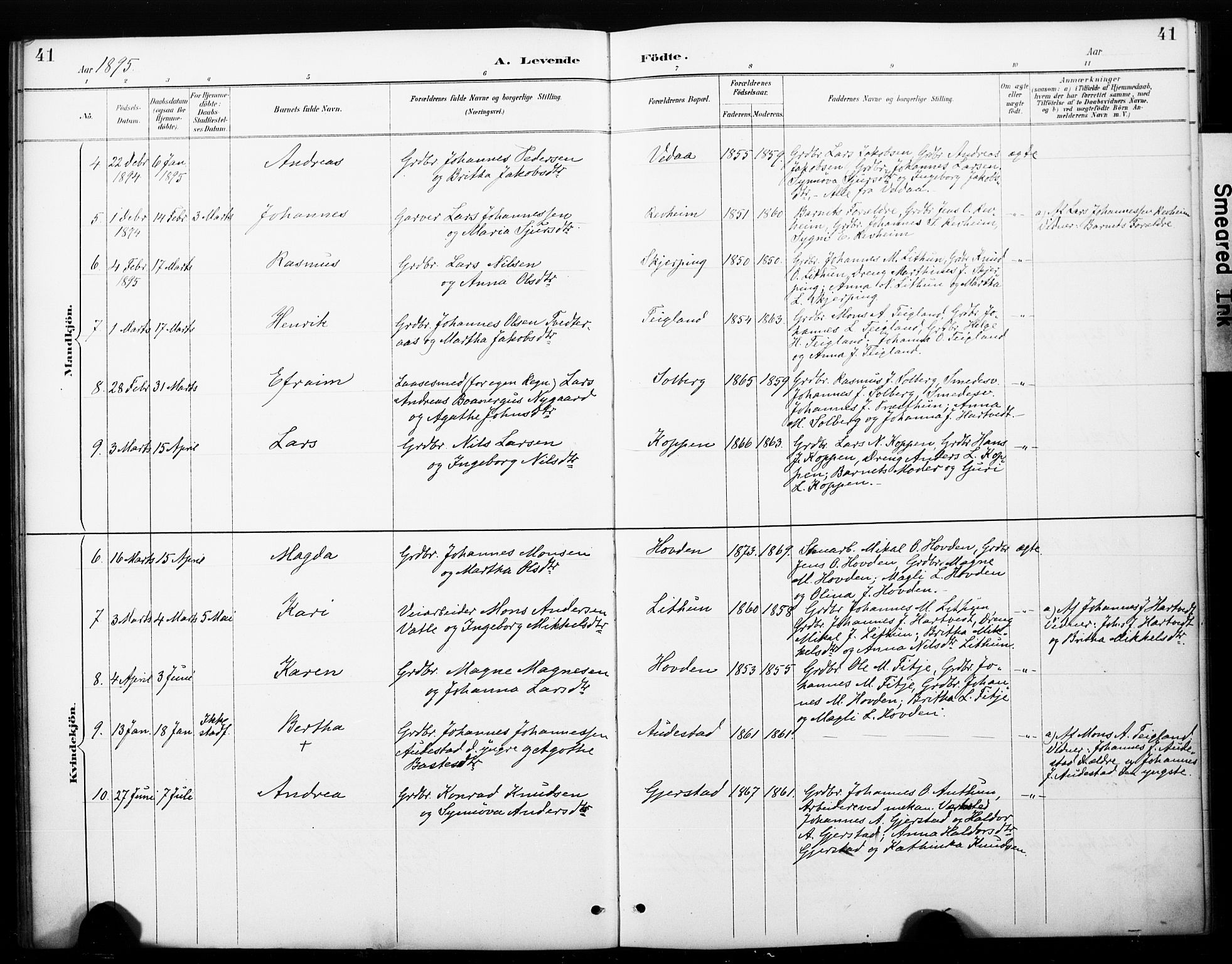 Haus sokneprestembete, SAB/A-75601/H/Haa: Parish register (official) no. C 1, 1887-1899, p. 41