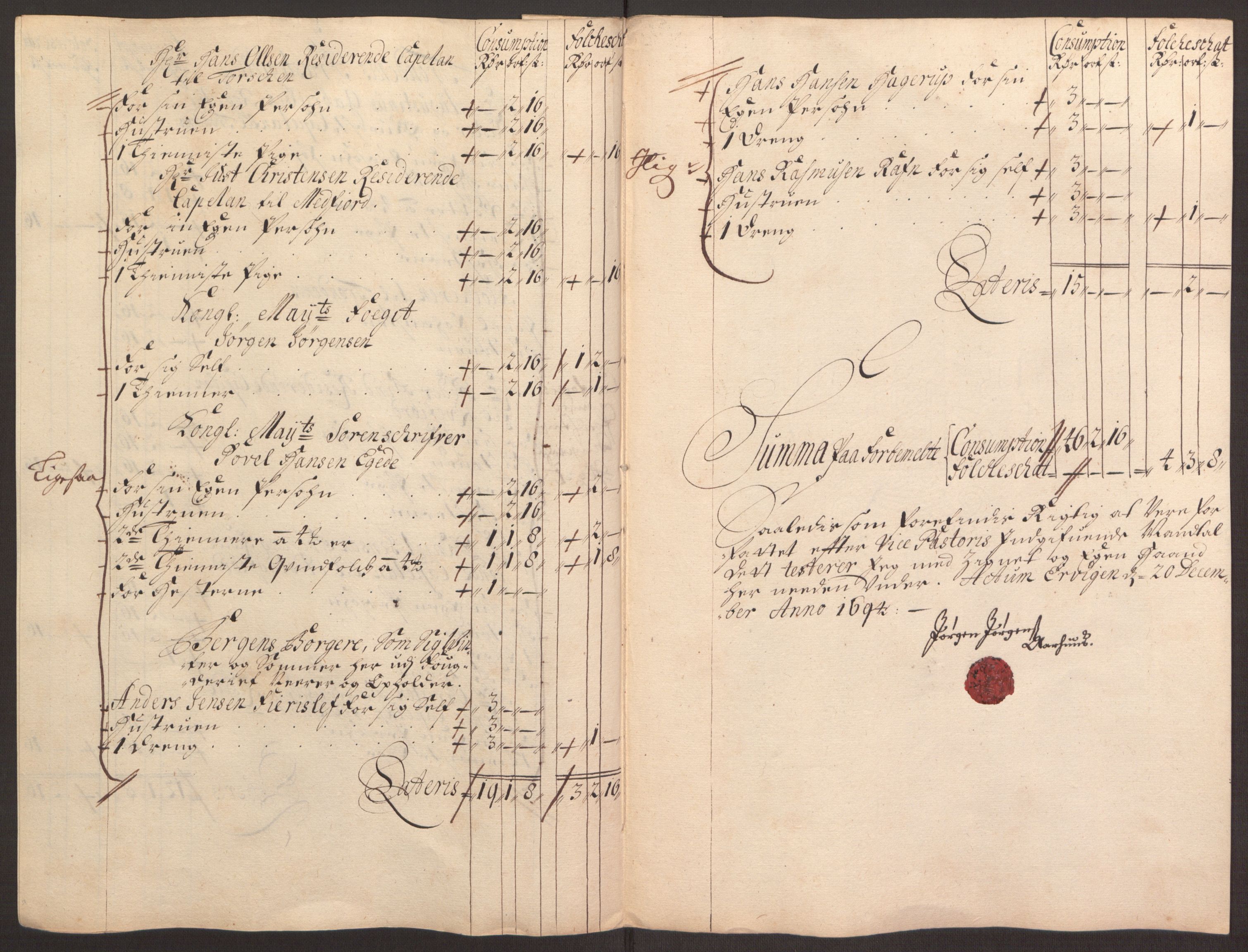 Rentekammeret inntil 1814, Reviderte regnskaper, Fogderegnskap, RA/EA-4092/R68/L4753: Fogderegnskap Senja og Troms, 1694-1696, p. 54