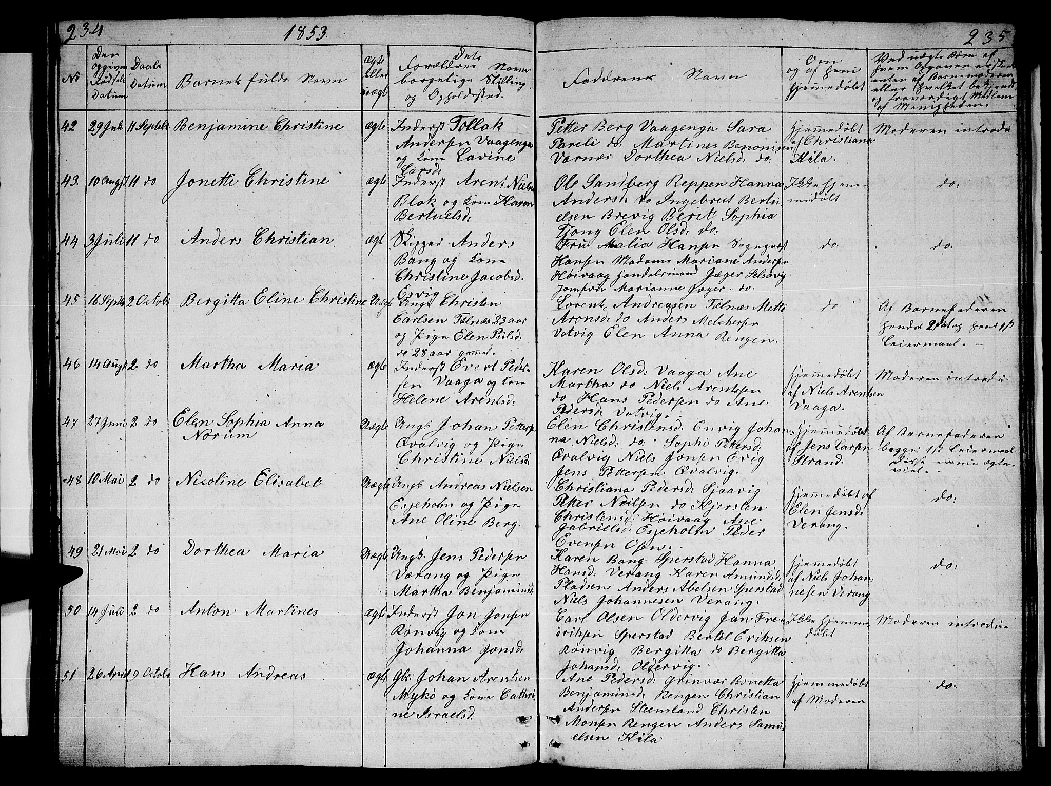 Ministerialprotokoller, klokkerbøker og fødselsregistre - Nordland, AV/SAT-A-1459/841/L0618: Parish register (copy) no. 841C02, 1833-1855, p. 234-235