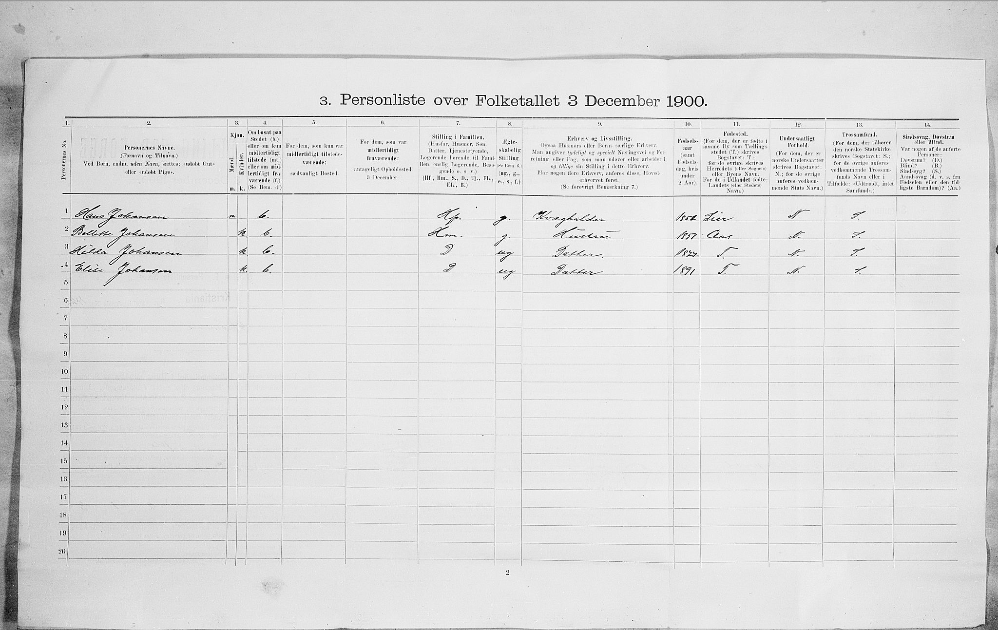 SAO, 1900 census for Kristiania, 1900, p. 93501