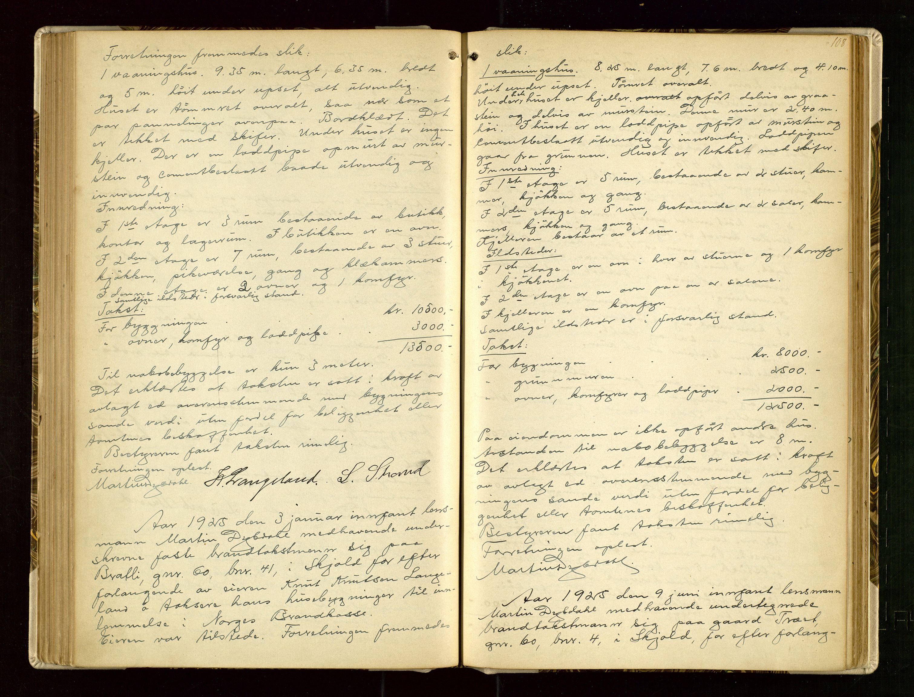 Skjold lensmannskontor, AV/SAST-A-100182/Goa/L0002: "Brandtaksasjons-Protokol for Skjolds Thinglag", 1890-1949, p. 107b-108a