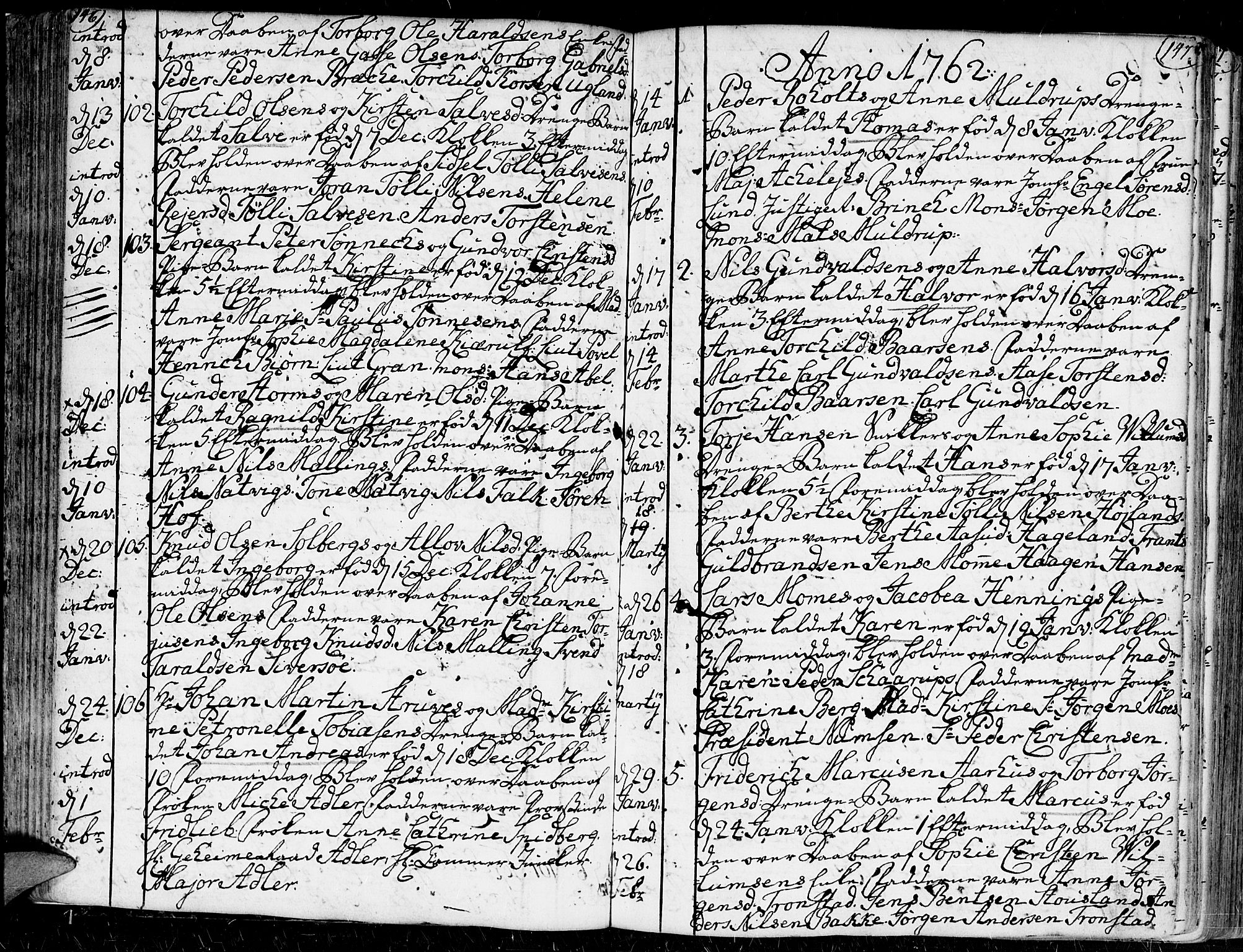 Kristiansand domprosti, SAK/1112-0006/F/Fa/L0002: Parish register (official) no. A 2, 1755-1778, p. 146-147