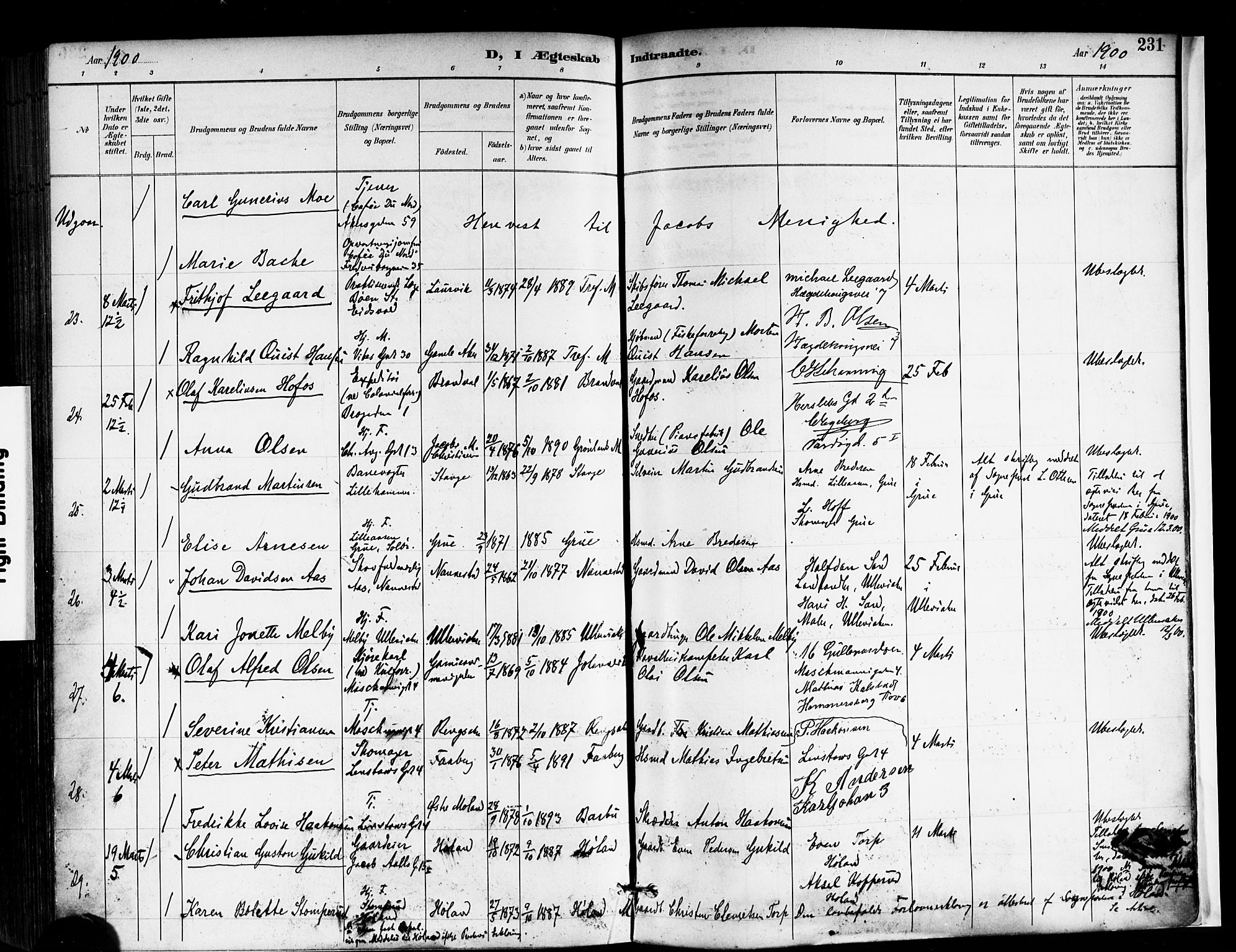 Trefoldighet prestekontor Kirkebøker, SAO/A-10882/F/Fc/L0004: Parish register (official) no. III 4, 1891-1900, p. 231