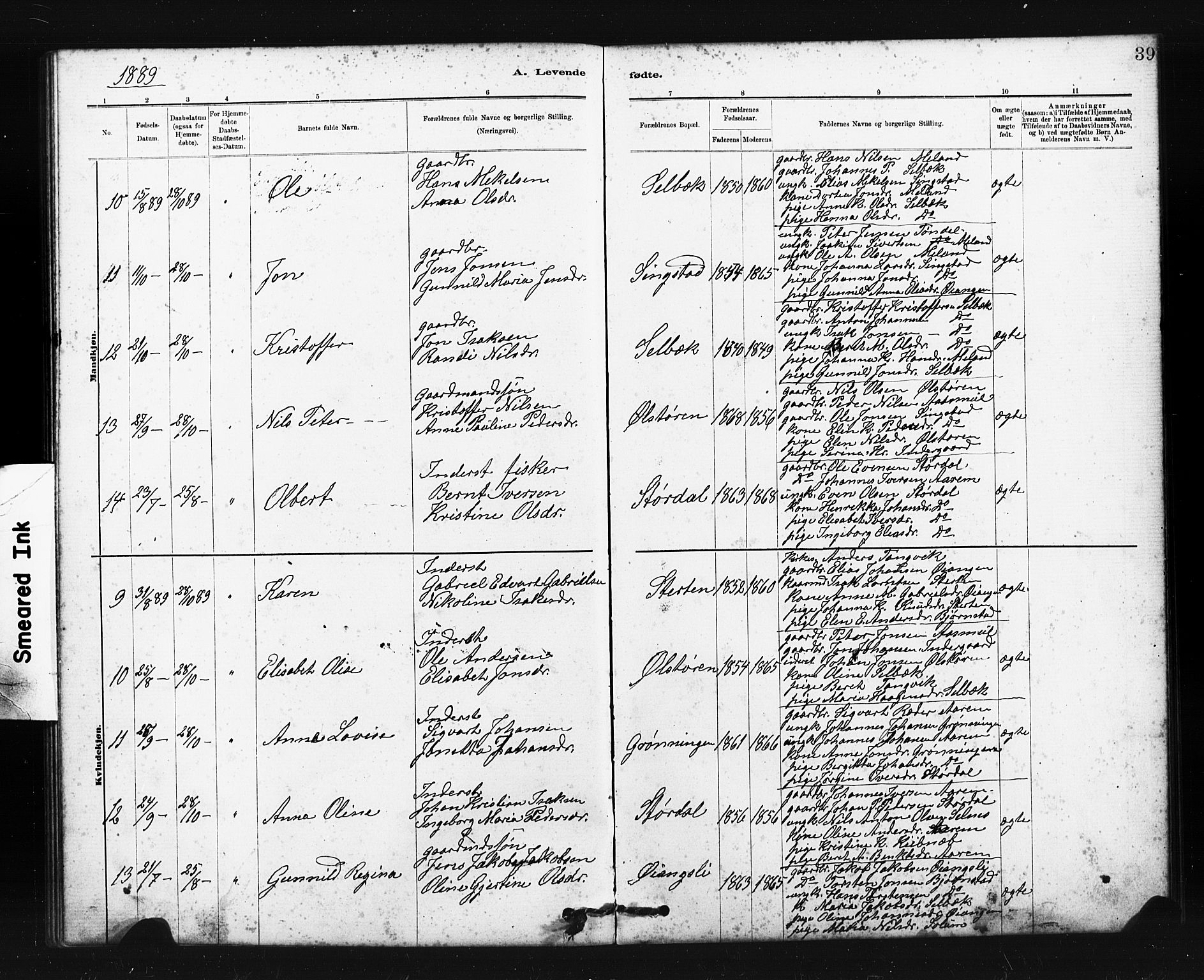 Ministerialprotokoller, klokkerbøker og fødselsregistre - Sør-Trøndelag, AV/SAT-A-1456/663/L0761: Parish register (copy) no. 663C01, 1880-1893, p. 39