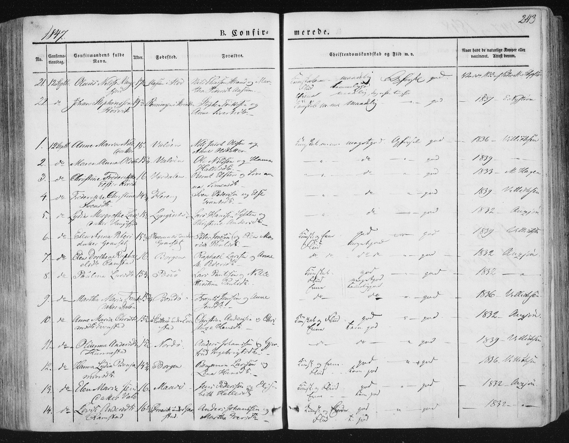 Ministerialprotokoller, klokkerbøker og fødselsregistre - Nord-Trøndelag, SAT/A-1458/784/L0669: Parish register (official) no. 784A04, 1829-1859, p. 243