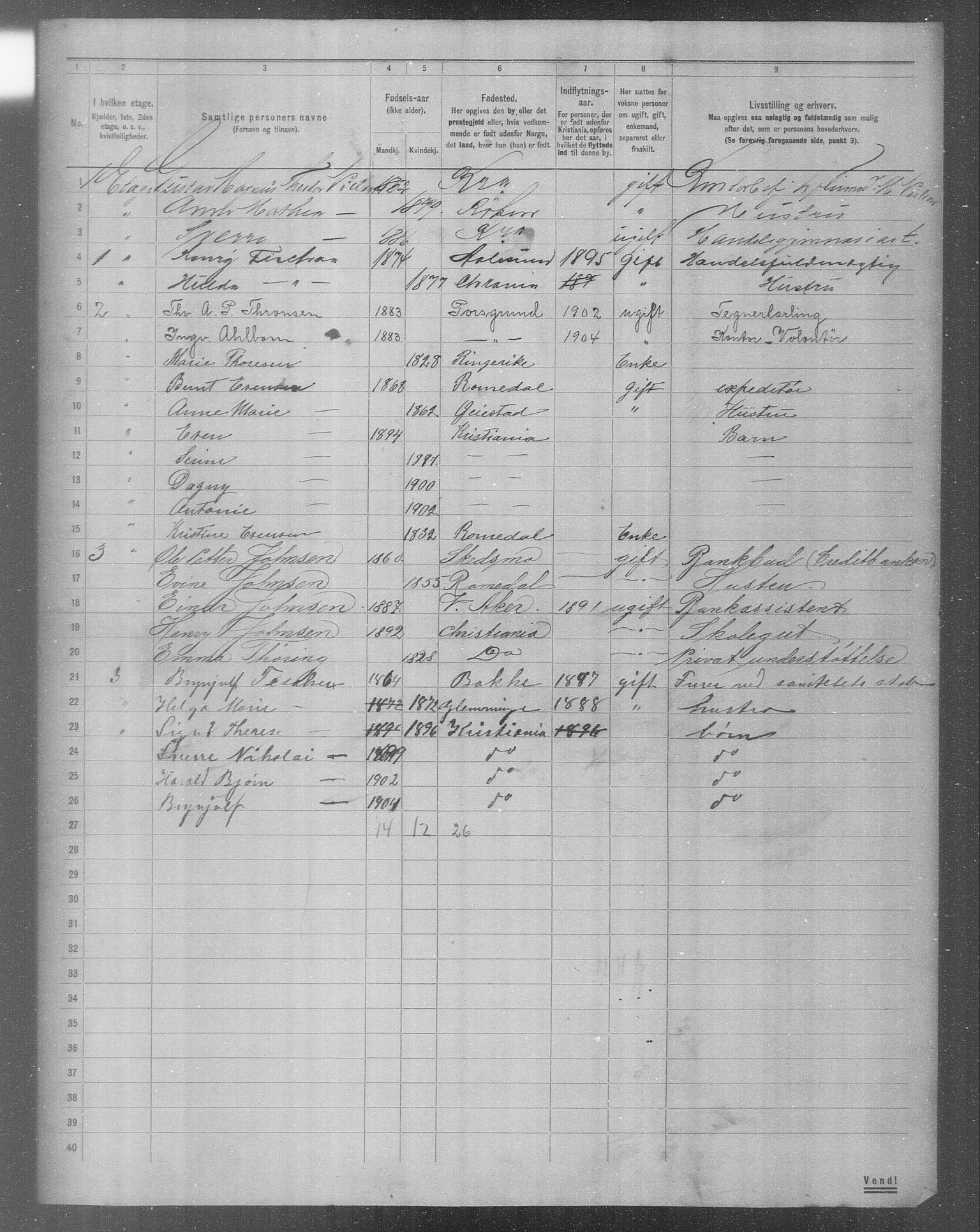 OBA, Municipal Census 1904 for Kristiania, 1904, p. 12463