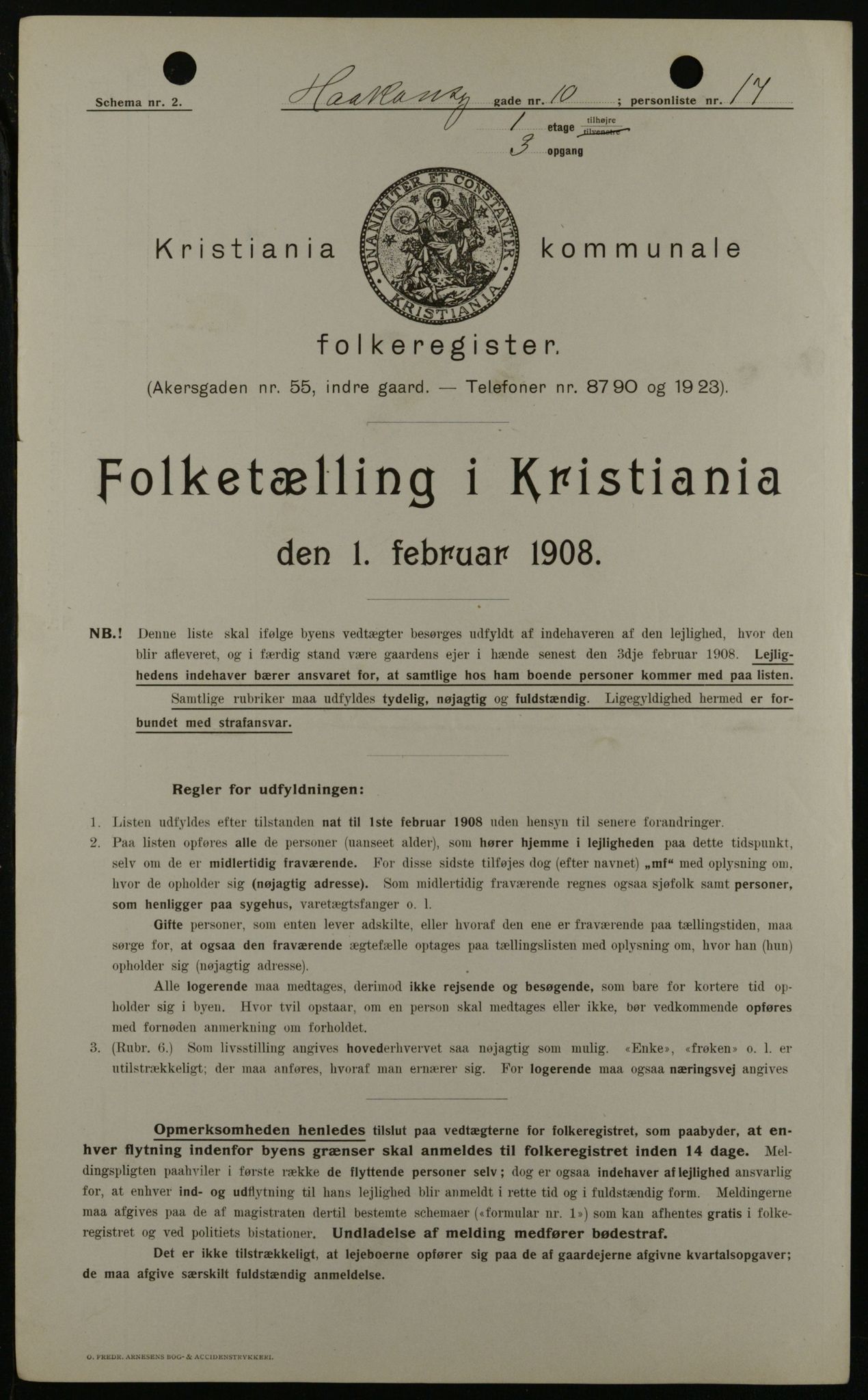 OBA, Municipal Census 1908 for Kristiania, 1908, p. 38441