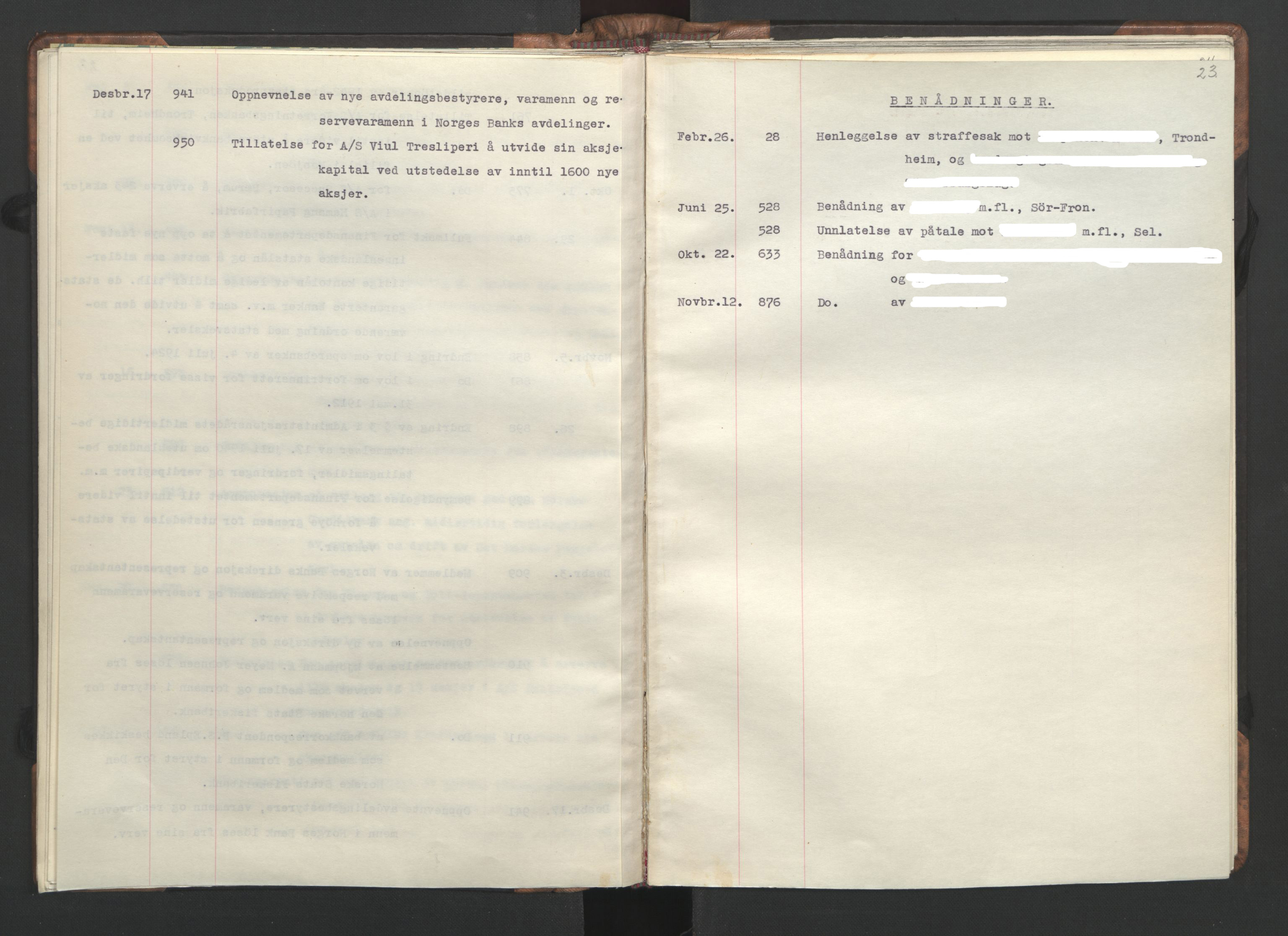 NS-administrasjonen 1940-1945 (Statsrådsekretariatet, de kommisariske statsråder mm), RA/S-4279/D/Da/L0002: Register (RA j.nr. 985/1943, tilgangsnr. 17/1943), 1942, p. 26