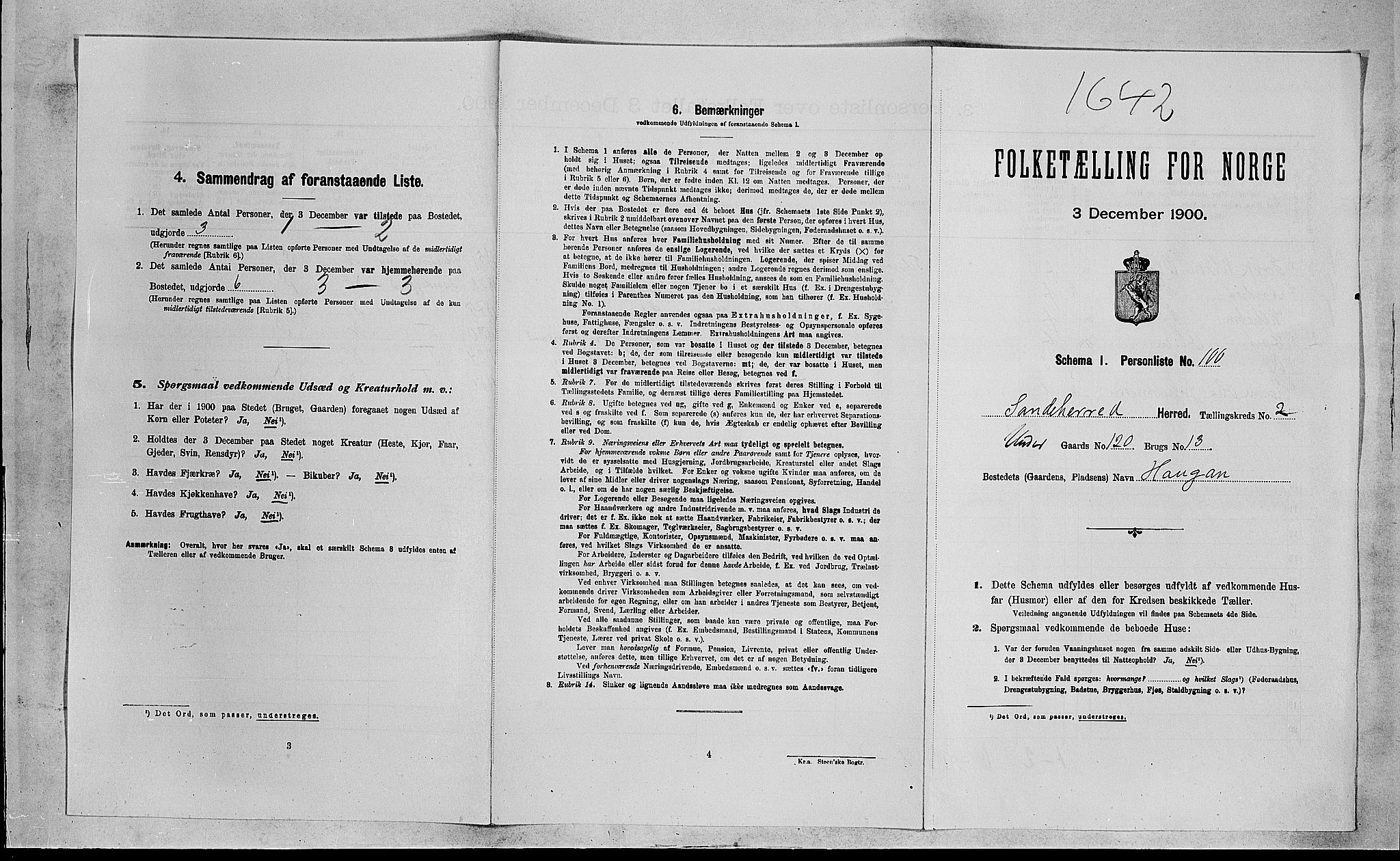 RA, 1900 census for Sandeherred, 1900, p. 728