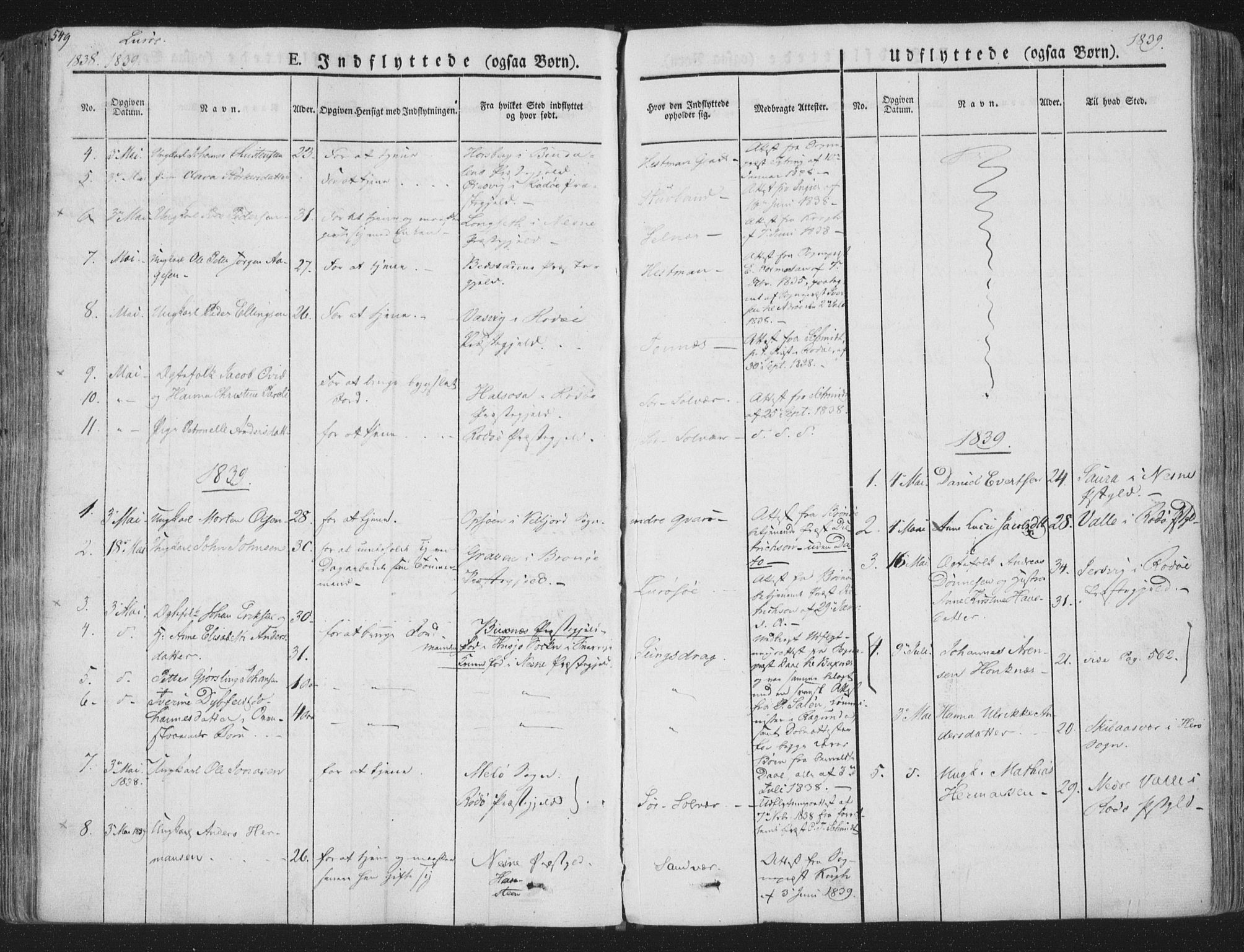 Ministerialprotokoller, klokkerbøker og fødselsregistre - Nordland, SAT/A-1459/839/L0566: Parish register (official) no. 839A03, 1825-1862, p. 549