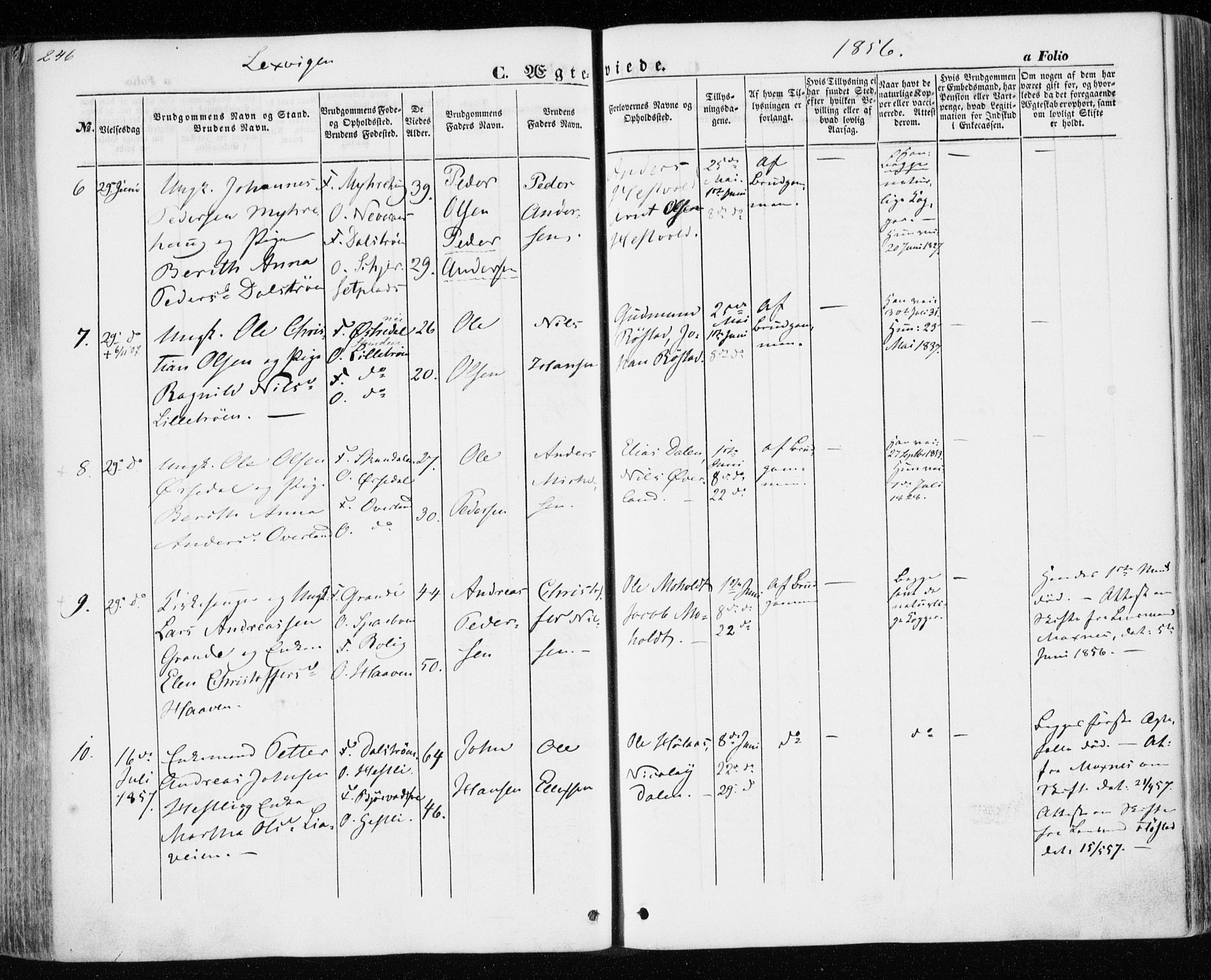 Ministerialprotokoller, klokkerbøker og fødselsregistre - Nord-Trøndelag, SAT/A-1458/701/L0008: Parish register (official) no. 701A08 /1, 1854-1863, p. 246
