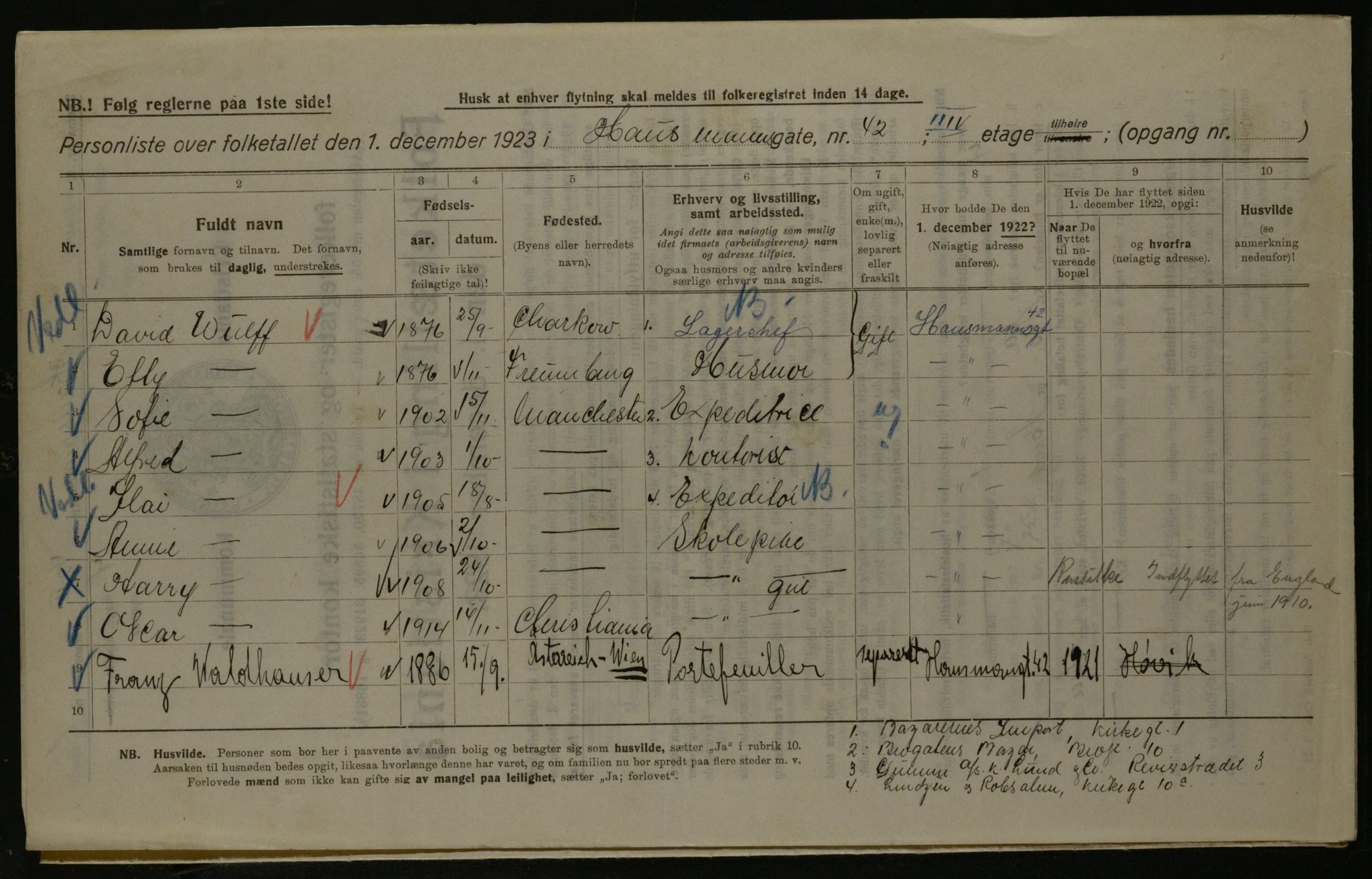 OBA, Municipal Census 1923 for Kristiania, 1923, p. 39627