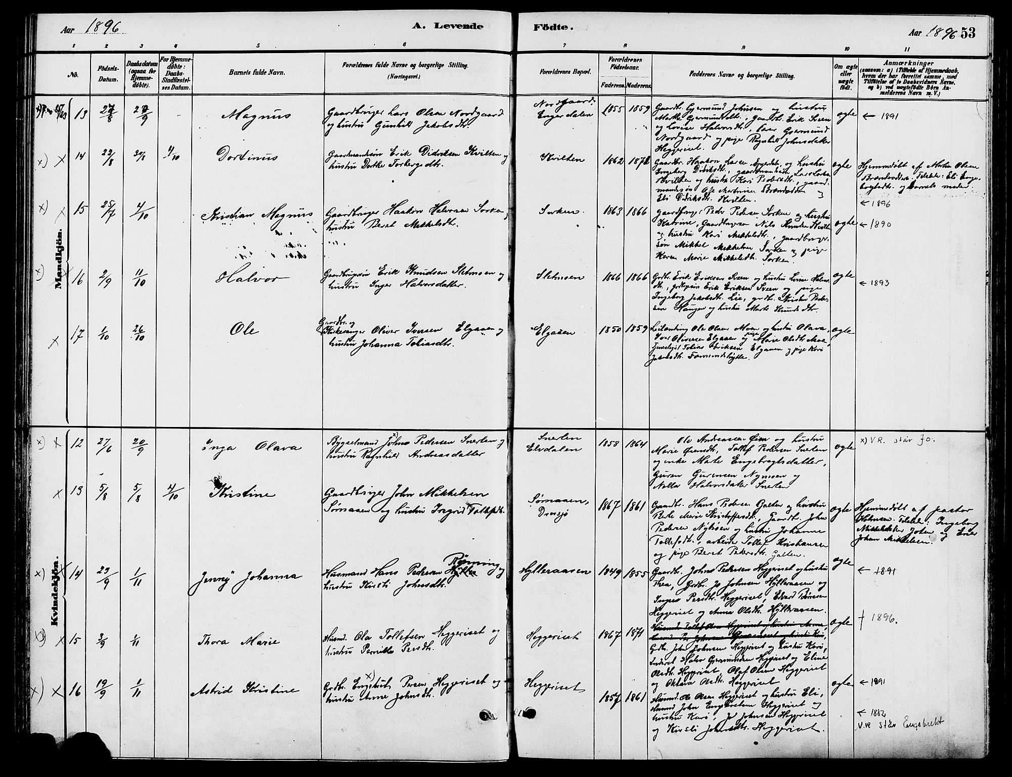 Engerdal prestekontor, AV/SAH-PREST-048/H/Ha/Haa/L0001: Parish register (official) no. 1, 1881-1898, p. 53