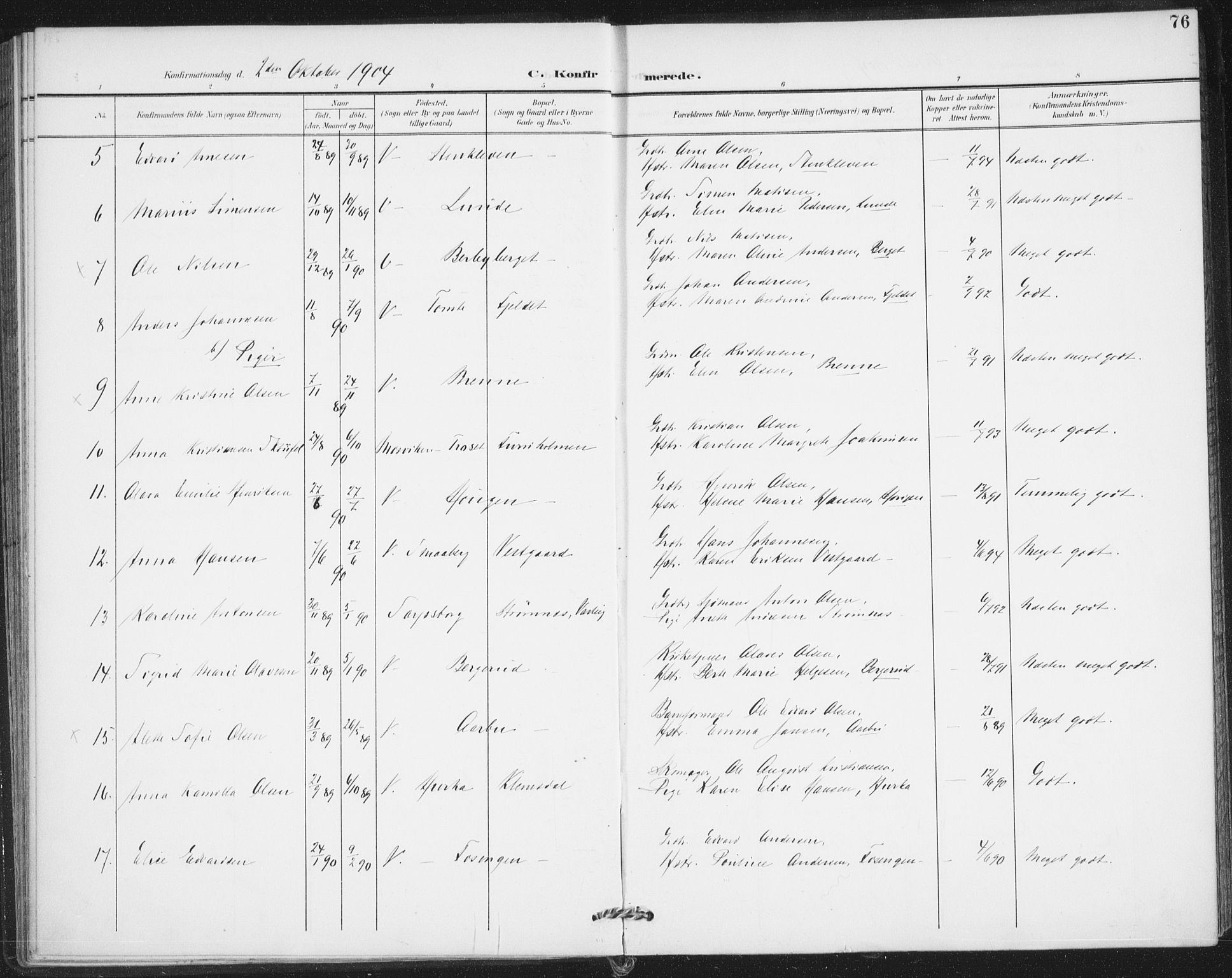 Varteig prestekontor Kirkebøker, SAO/A-10447a/F/Fa/L0003: Parish register (official) no. 3, 1899-1919, p. 76