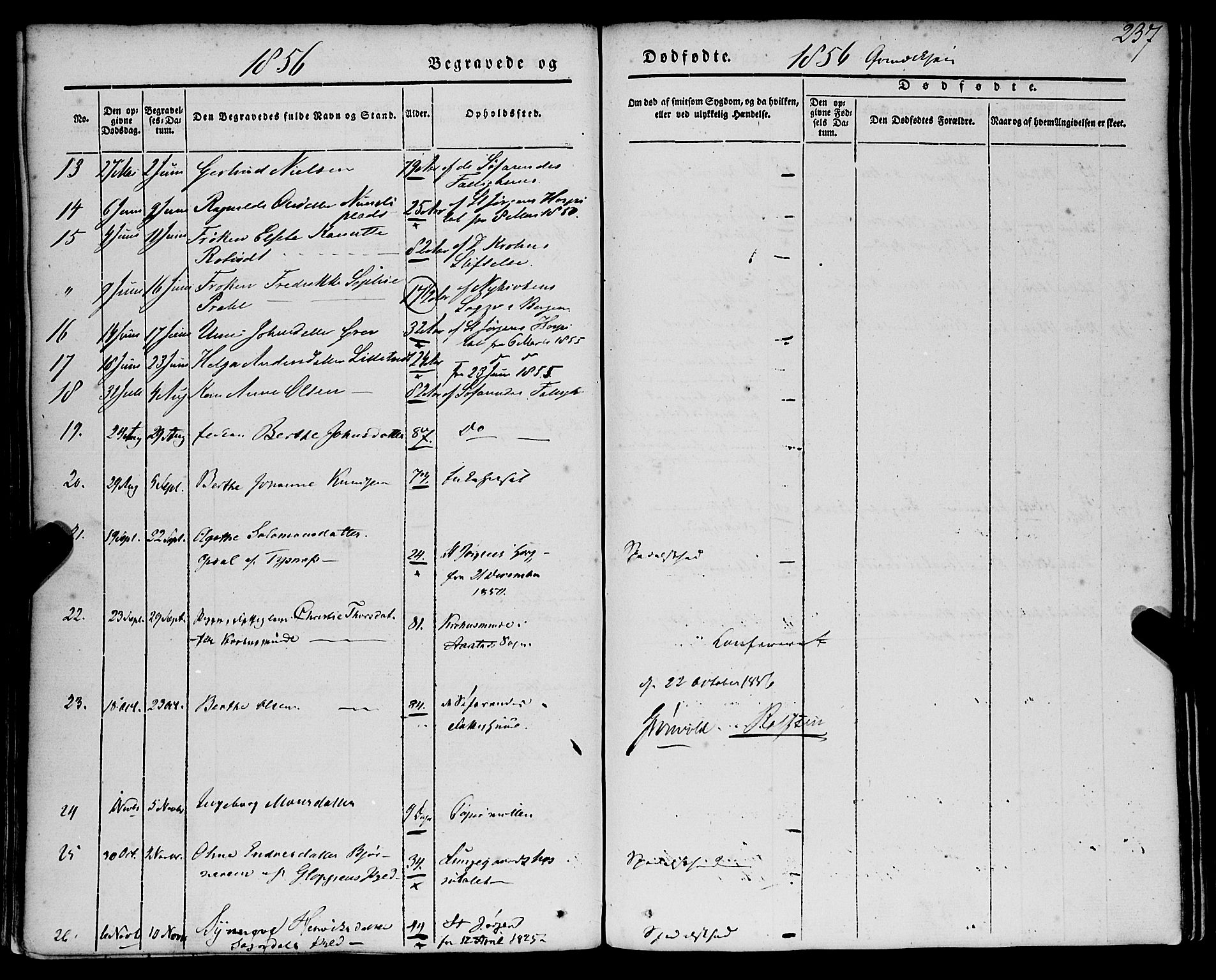 St. Jørgens hospital og Årstad sokneprestembete, AV/SAB-A-99934: Parish register (official) no. A 4, 1844-1863, p. 237