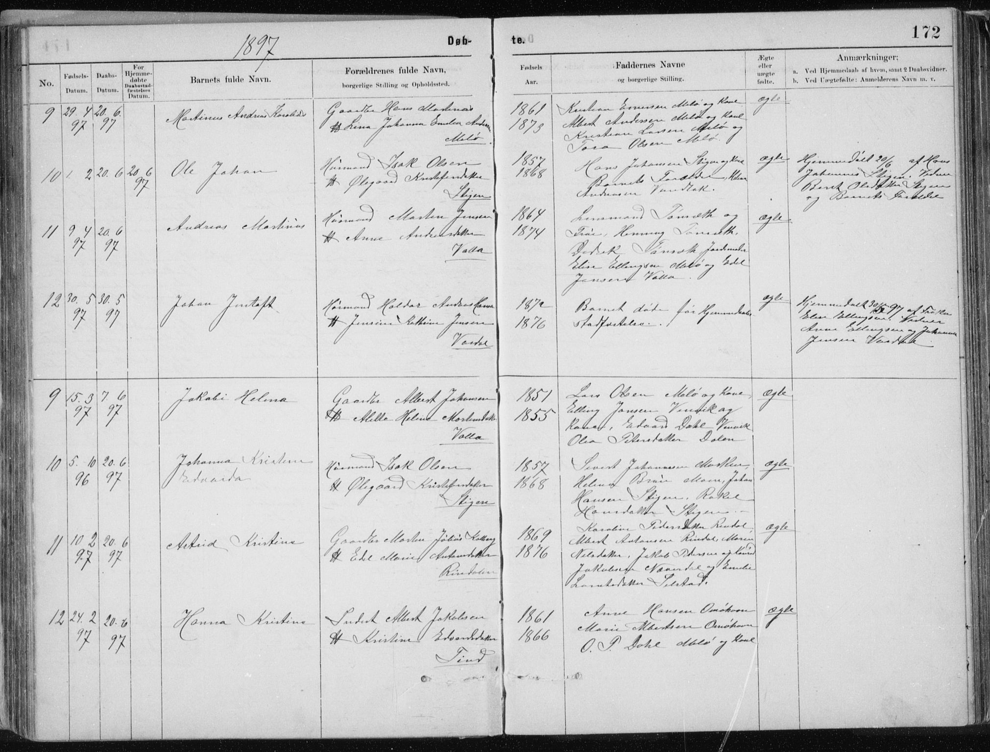 Ministerialprotokoller, klokkerbøker og fødselsregistre - Nordland, AV/SAT-A-1459/843/L0636: Parish register (copy) no. 843C05, 1884-1909, p. 172