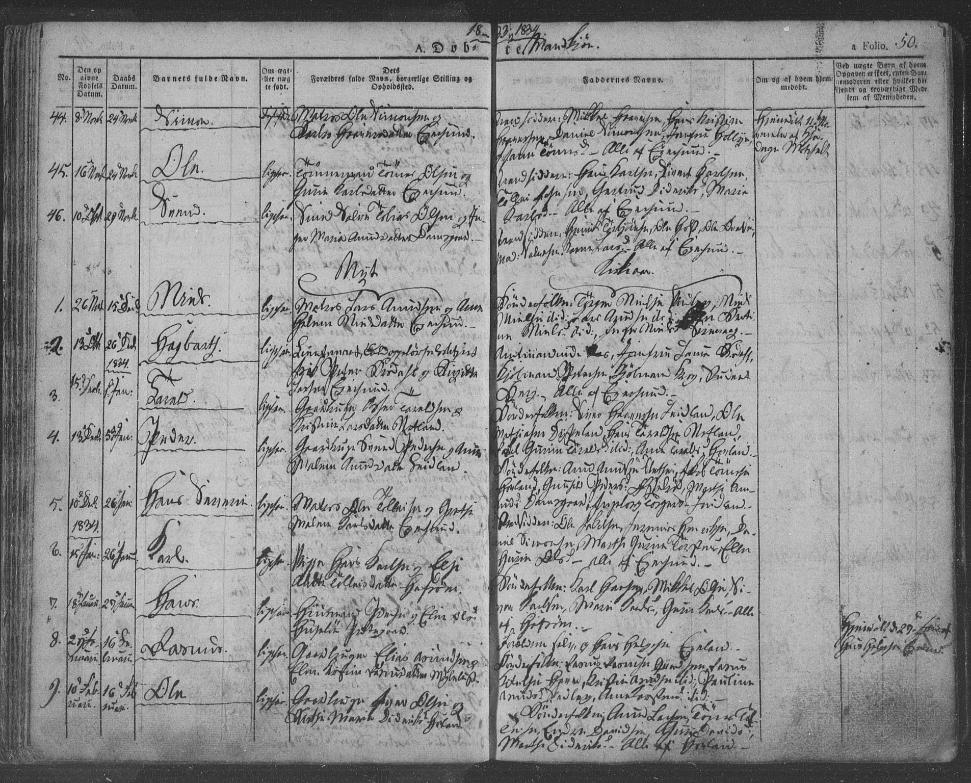 Eigersund sokneprestkontor, AV/SAST-A-101807/S08/L0009: Parish register (official) no. A 9, 1827-1850, p. 50