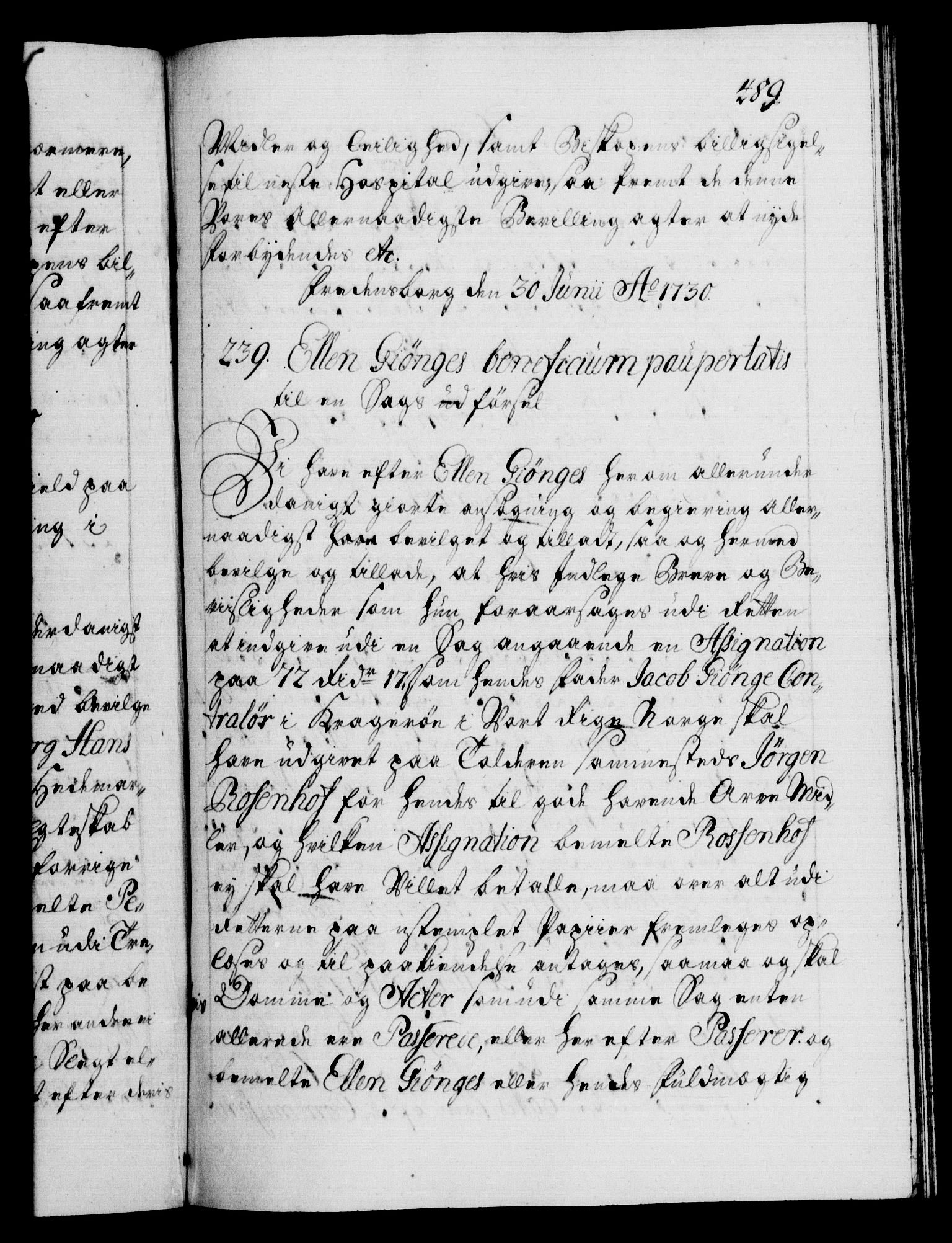 Danske Kanselli 1572-1799, AV/RA-EA-3023/F/Fc/Fca/Fcaa/L0026: Norske registre, 1729-1730, p. 489a