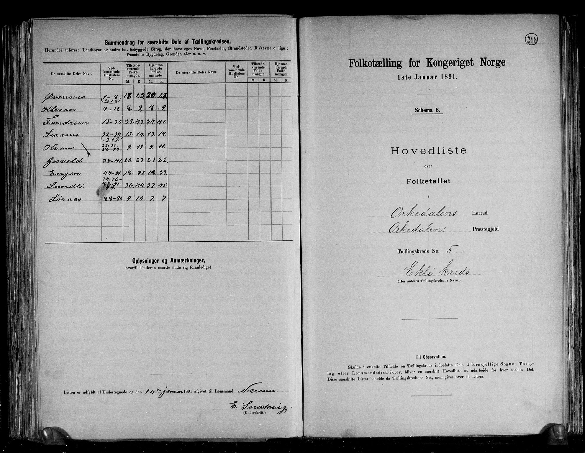 RA, 1891 census for 1638 Orkdal, 1891, p. 15