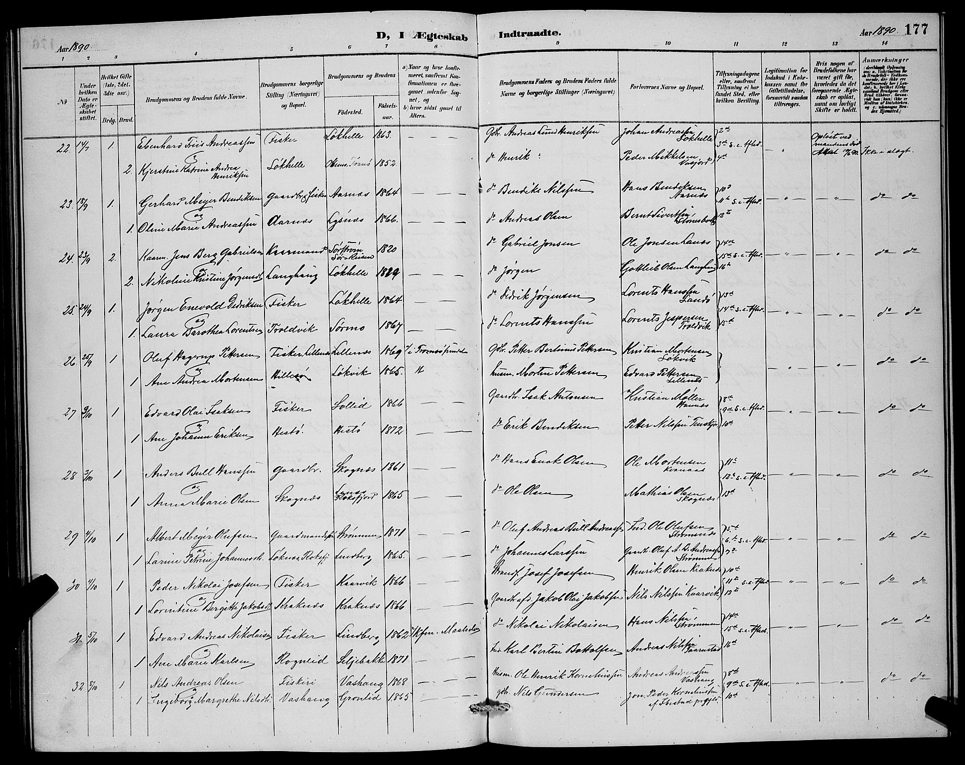 Lenvik sokneprestembete, SATØ/S-1310/H/Ha/Hab/L0007klokker: Parish register (copy) no. 7, 1890-1898, p. 177