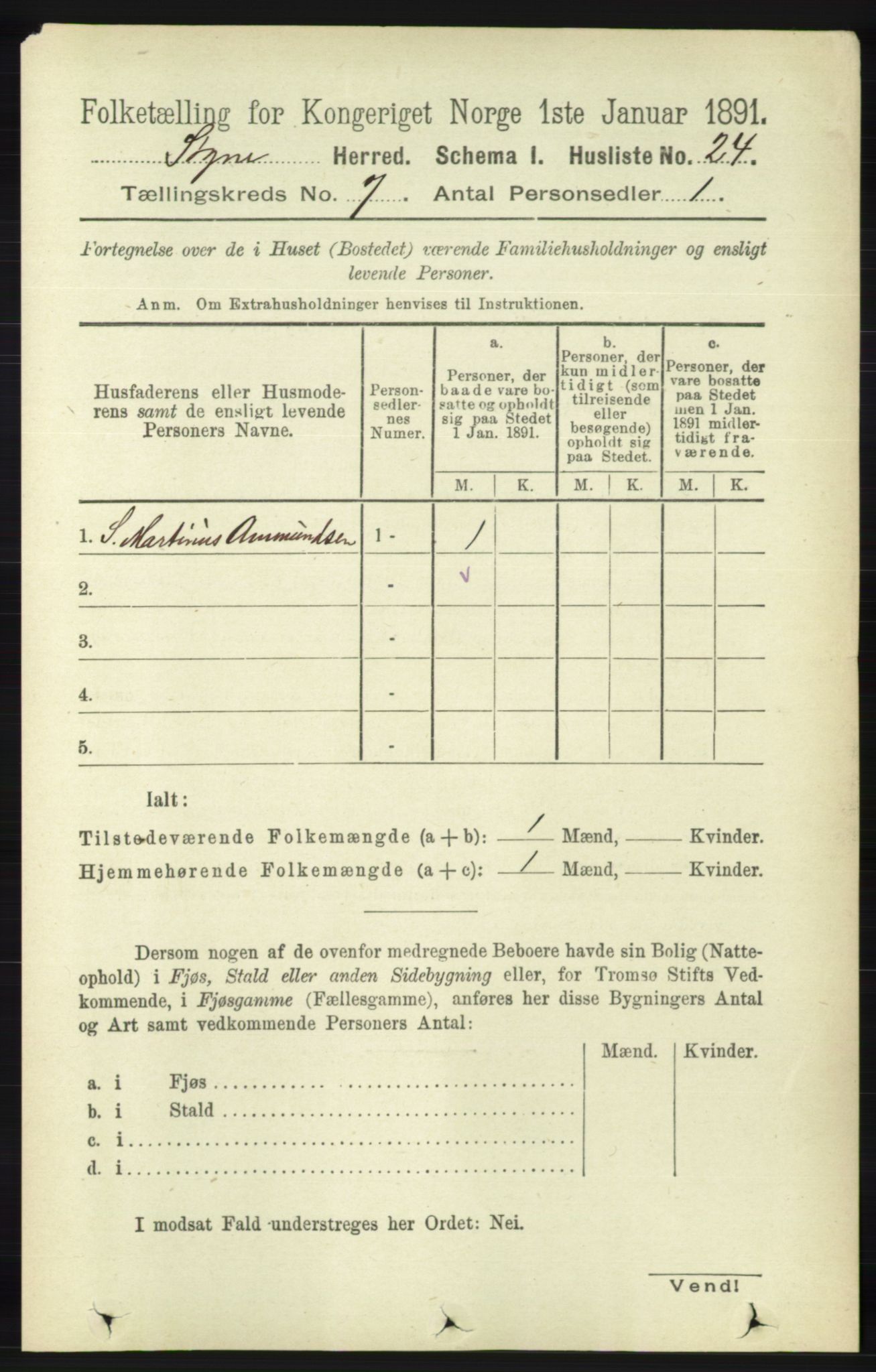 RA, 1891 census for 1018 Søgne, 1891, p. 1447