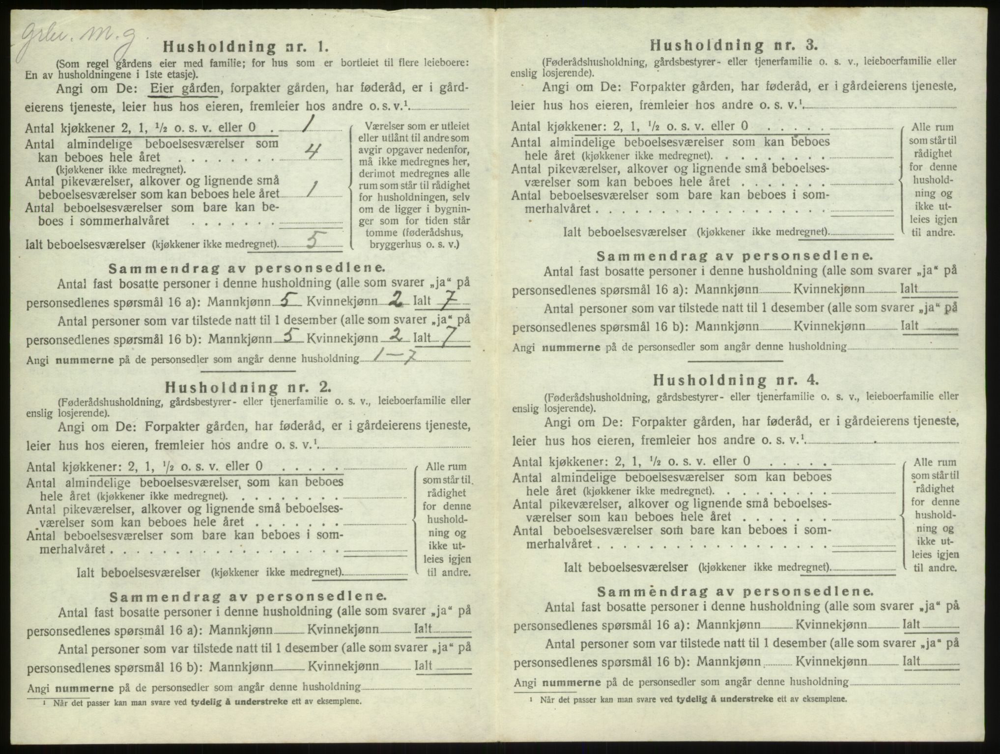 SAO, 1920 census for Borge, 1920, p. 1436