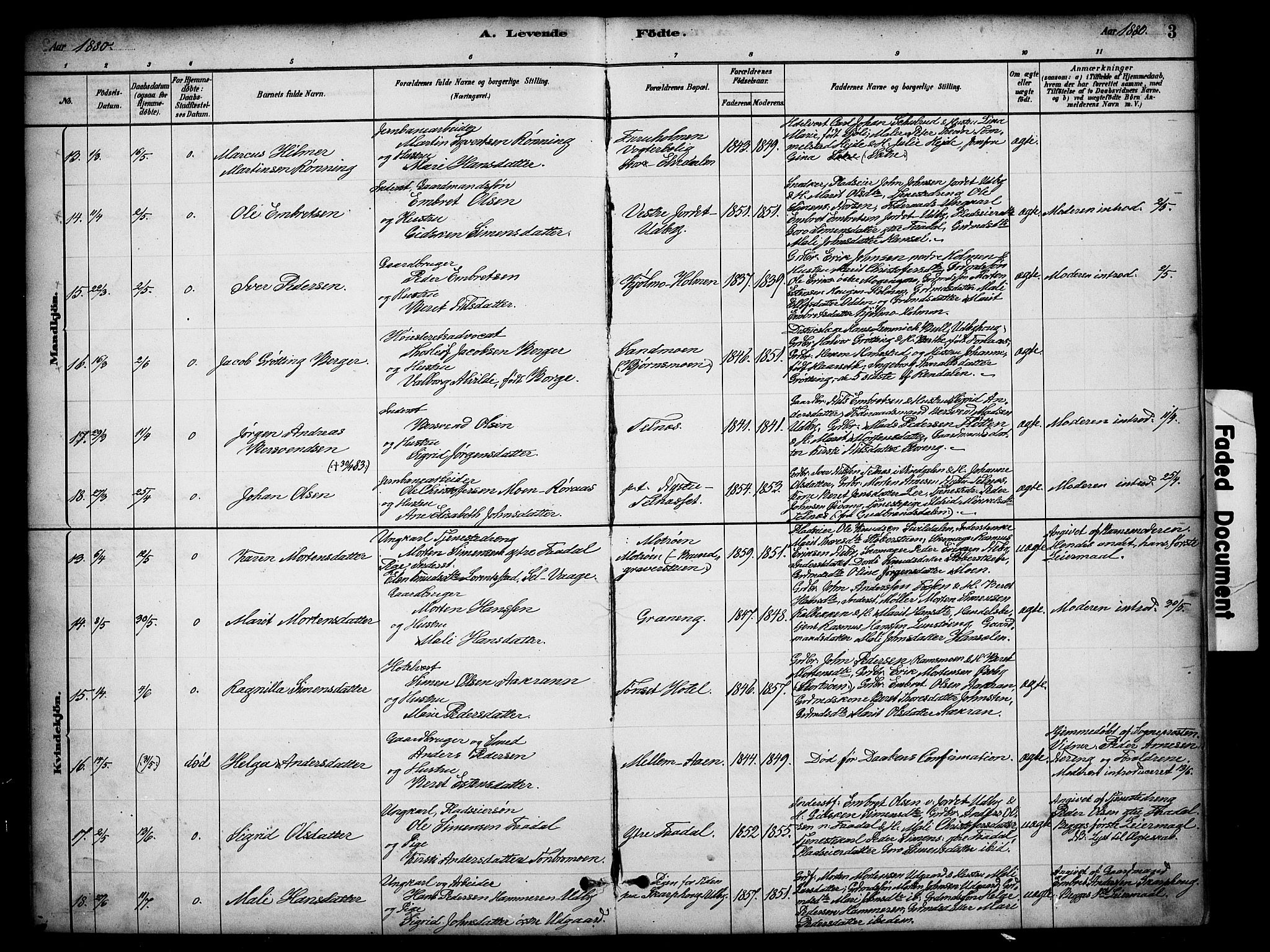 Tynset prestekontor, SAH/PREST-058/H/Ha/Hab/L0006: Parish register (copy) no. 6, 1880-1899, p. 3