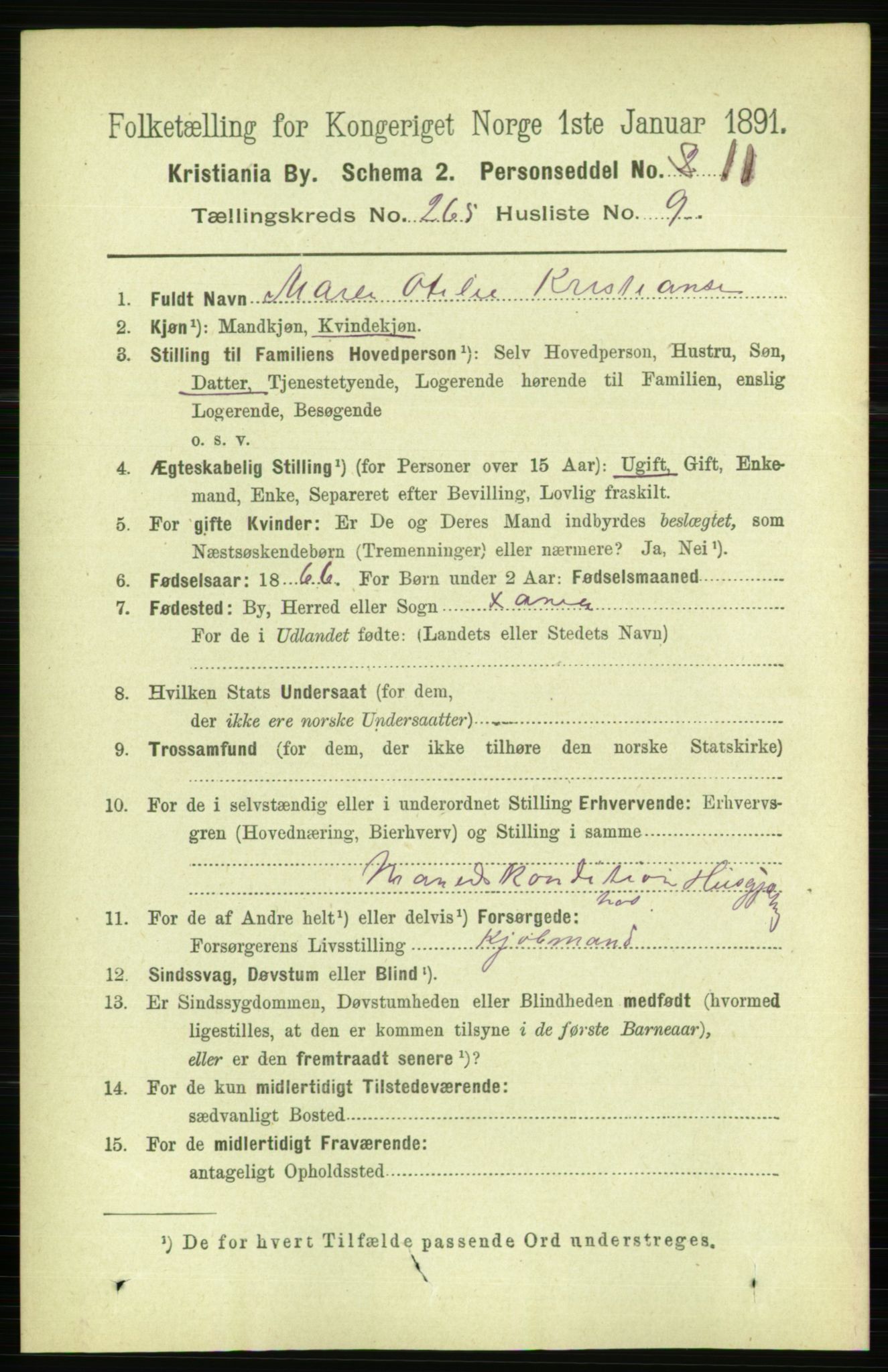 RA, 1891 census for 0301 Kristiania, 1891, p. 161120