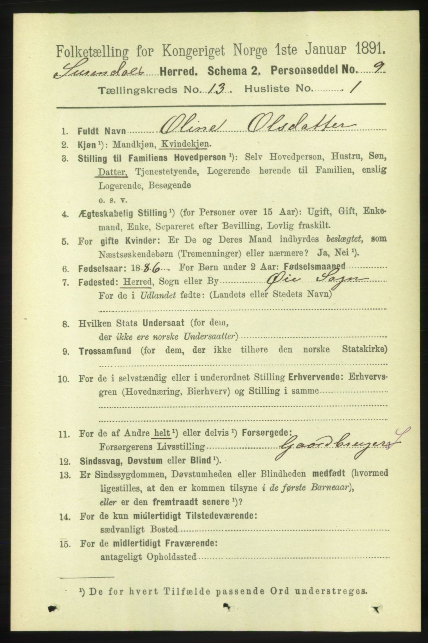 RA, 1891 census for 1566 Surnadal, 1891, p. 3175