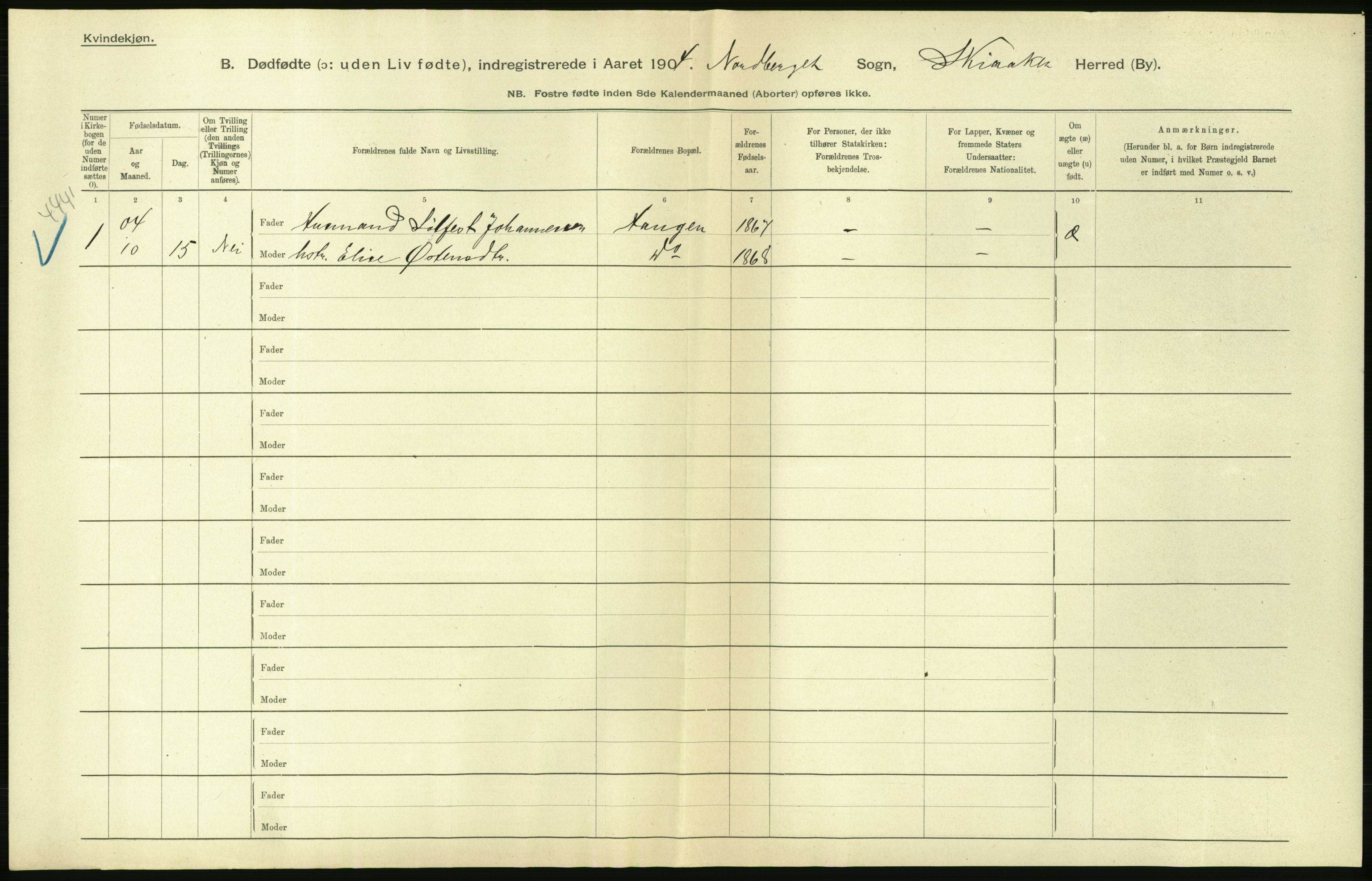 Statistisk sentralbyrå, Sosiodemografiske emner, Befolkning, AV/RA-S-2228/D/Df/Dfa/Dfab/L0025: Smålenenes amt - Stavanger amt: Dødfødte. Bygder., 1904, p. 186