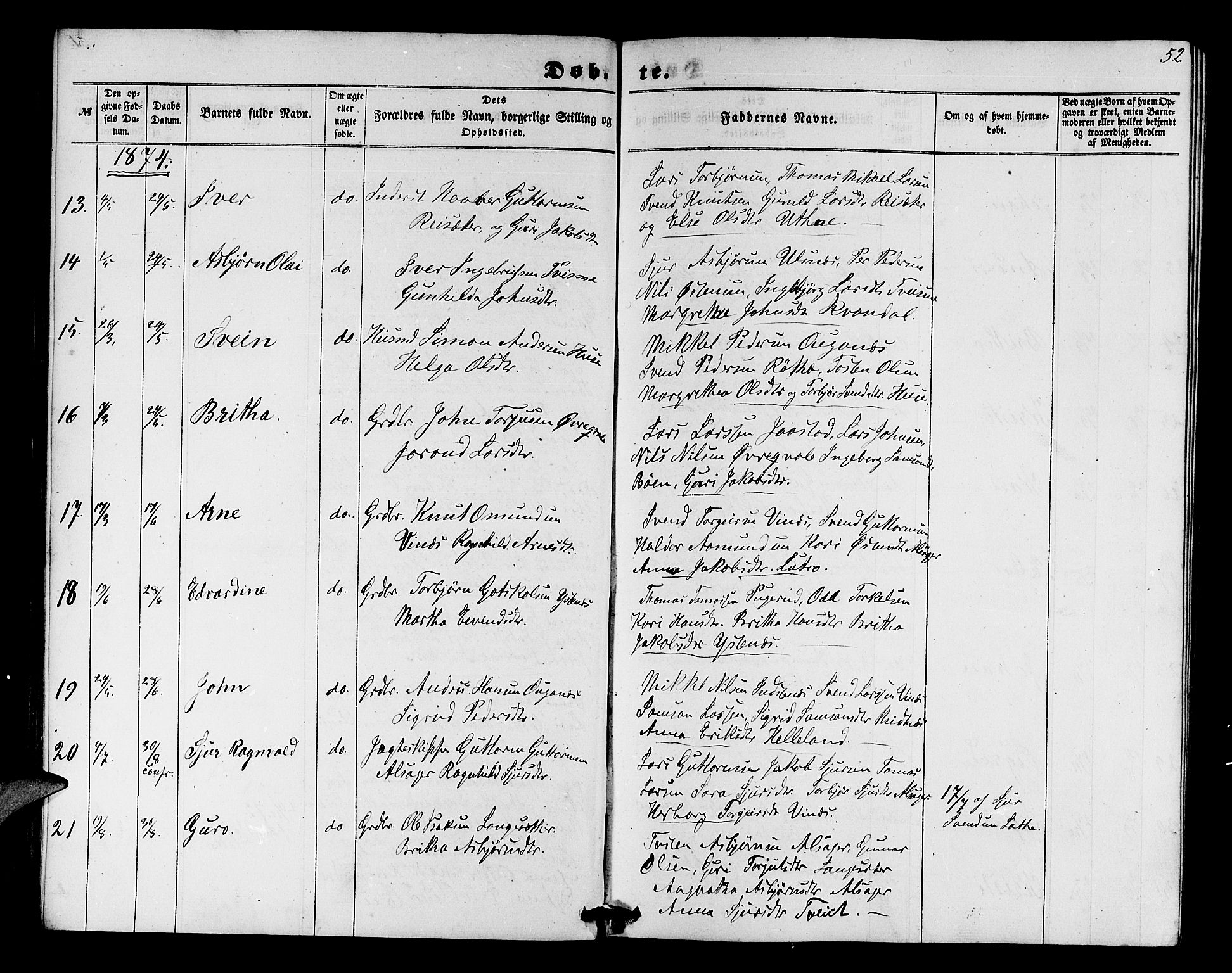 Ullensvang sokneprestembete, SAB/A-78701/H/Hab: Parish register (copy) no. E 6, 1857-1886, p. 52